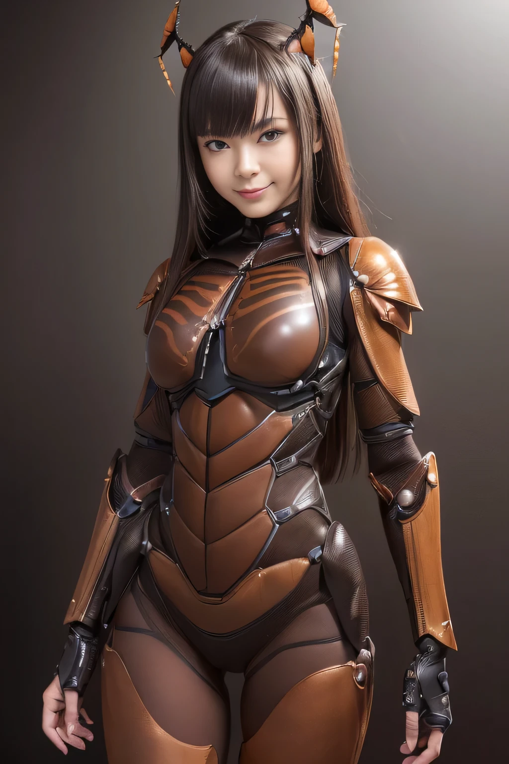 (high resolution,masterpiece,best quality,extremely detailed CG, anime, official art:1.4), realistic, photo, amazing fine details, all intricate, gloss and shiny,awesome many layers, 8k wall paper, 3d, sketch, kawaii, illustration,( solo:1.4), perfect female proportion,villainess, (fusion of dark brown cockroach and lady:1.4), (brown cockroach form lady:1.2), (brown cockroach lady:1.2), (fusion:1.2), (solo:1.4), (evil smile:1.2), muscular, abs, (cockroach brown exoskeleton bio insect suit:1.4), (cockroach brown exoskeleton bio insect armor:1.2), (brown transparency cockroach wing:1.4), (brown cockroach antennae:1.3),