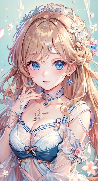 ((highest quality)), ((masterpiece)), (get used to it), perfect face , masterpiece、highest quality、High resolution、high quality images、8K, 1 female、skin luster、Texture of skin and clothing、Expression of fine eyes、Shiny bright golden hair,Girl with long braided hair, Manga inspired by Lee Jong-suk, trending on deviantart, realism, detailed manga style, manga art style, perfect line drawing, beautiful line drawing, digital manga art girl, K-POPアイドル, beautiful blue eyes, plump lips, Detailed gorgeous face, (cute smile), charm, innocent, Side view, (perfectly detailed face), (fine hands) photorealistic images, Depth of written boundary, 20th generation ,beautiful girl , Rabbitの耳 , Fluffy clothes , medium breasts , Protruding shoulders , I can see the cleavage , Rabbit , There are many flowers in the background ,