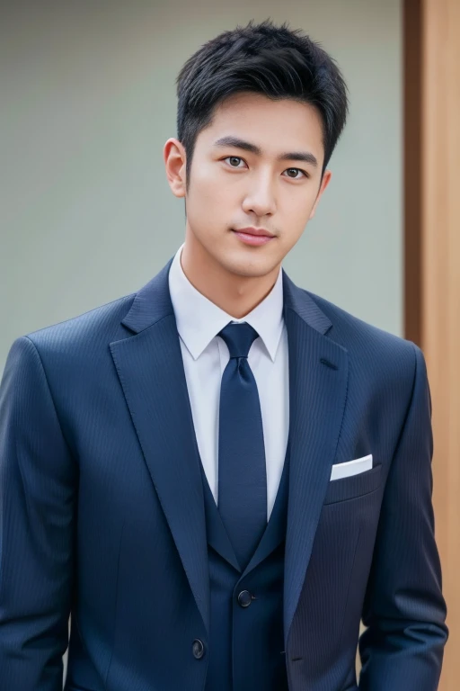 light striped suit、　36-year-old handsome new employee、　（Super handsome S-class suit guy）、　Japanese 36-year-old man、　merchant、　Ultra-luxury set、　Outdoor office building outside、　Stand up in a suitＳYoung handsome man、　Full body image、　（CG Unity 8K high-detail photos）、　（a very detailedＳThe handsome guy in the class）、　（Photos are real）、　　（（top quality））、　Super detailed、　（​Masterpiece）、　Ultra high quality、　High、　audience、　gentleman、　very beautiful hair、　short hair、　bright photos、　As handsome as a model、　As handsome as an idol、　Luxury watches、　cool zone、　Japanese