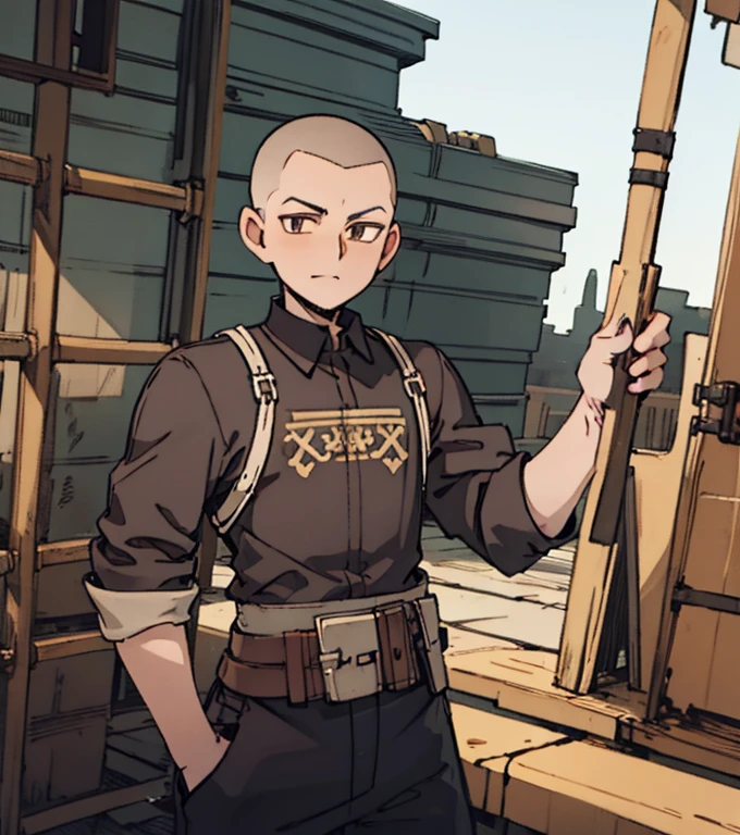 Young man with a crew cut hairstyle