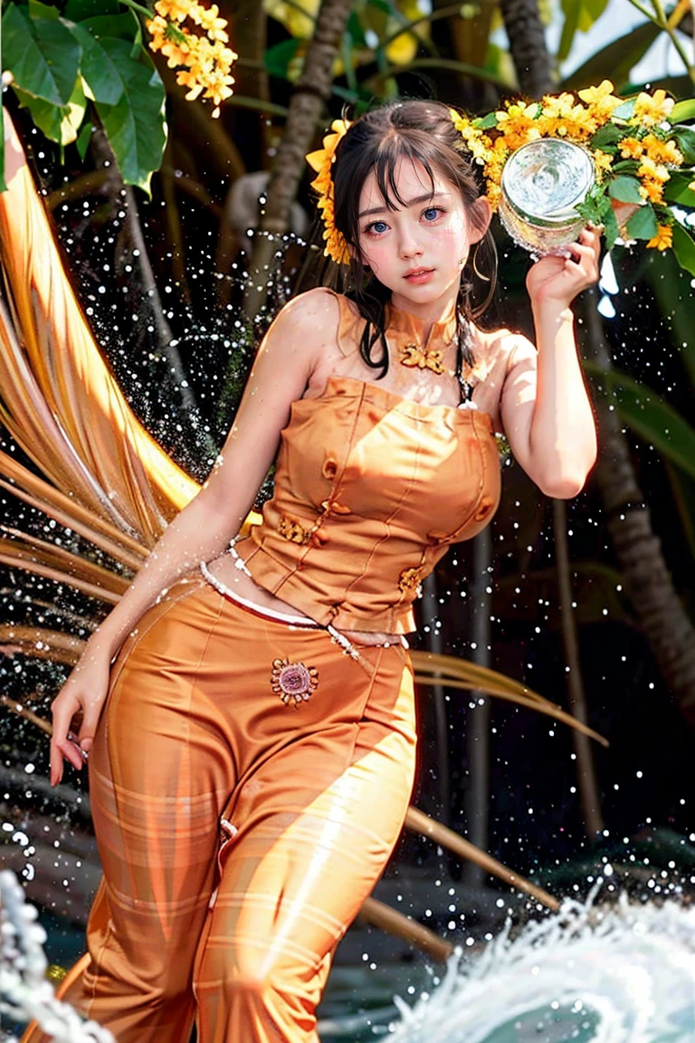 Burma's long-lasting body is full of sensuality, and the beauty of the body outline is too revealing. The long skirt she wears highlights her high hips. The beauty under the dress is so beautiful that the eye can see. She wears bright yellow flowers, smiles and water.