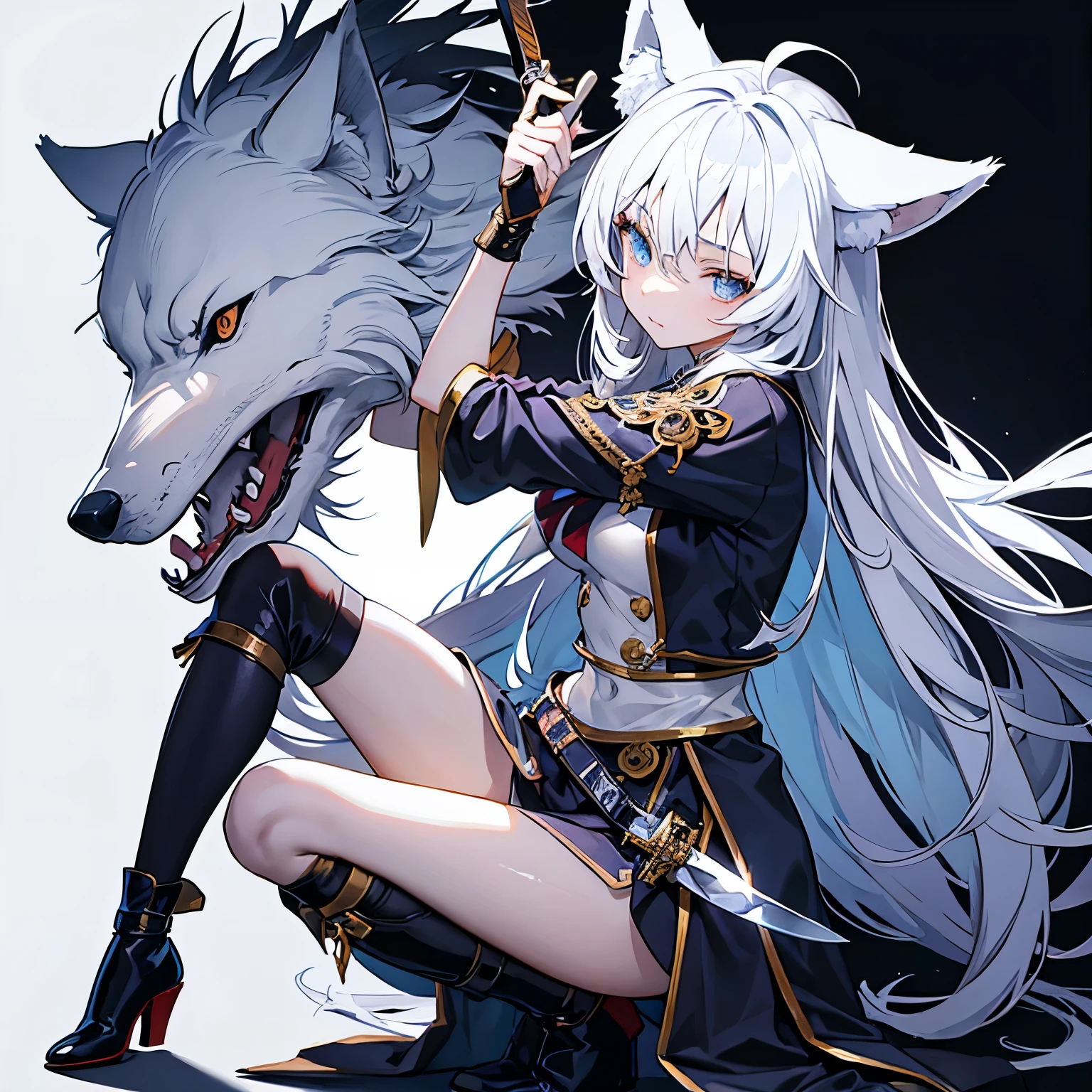 high quality,hd,16k,sharp line,1girl,fantasy,fem
ale wolf ears,wolf tail,beautiful hair ,cute face, large breasts ,nice legs,,focus girl,detailed beautiful face,detailed clothes,beautiful eyes,dynamic angle