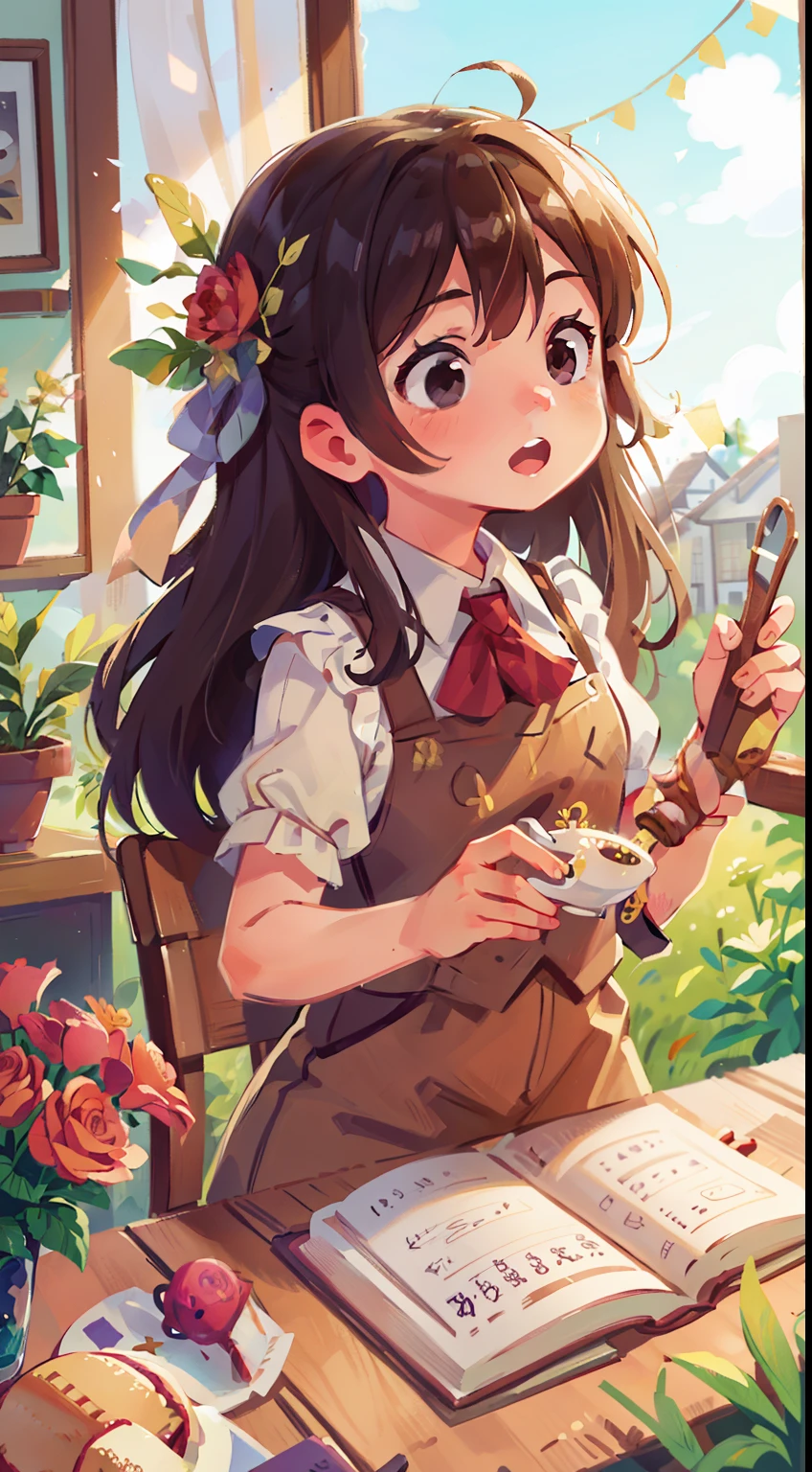 Une fille,Floral uniforms,cheveux rose, 8 ans,clouds,immeubles de grande hauteur,Des nuages,gaiety,rejoice,perfect quality,beaucoup de couleurs,gaiety,rejoice , illustration passionnante, perfect quality,Une concentration clair ,best quality (Detailed skin:1.3) (intricate details) (8K) (detailed eyes) (sharpness),(s'amuser)corps entieresbienne,Le fond est propre,Composition de Vista,objectif 85 mm (chef-d'artwork: 1.2) (realistically: 1.2) (Bokeh) (best quality) (Detailed skin: 1.3) (intricate details) (8K) (detailed eyes) (sharpness),corps entieresbienne, (gaiety)best quality,de dehors,Ghibli-style colors ,panorama,plante , fleurs