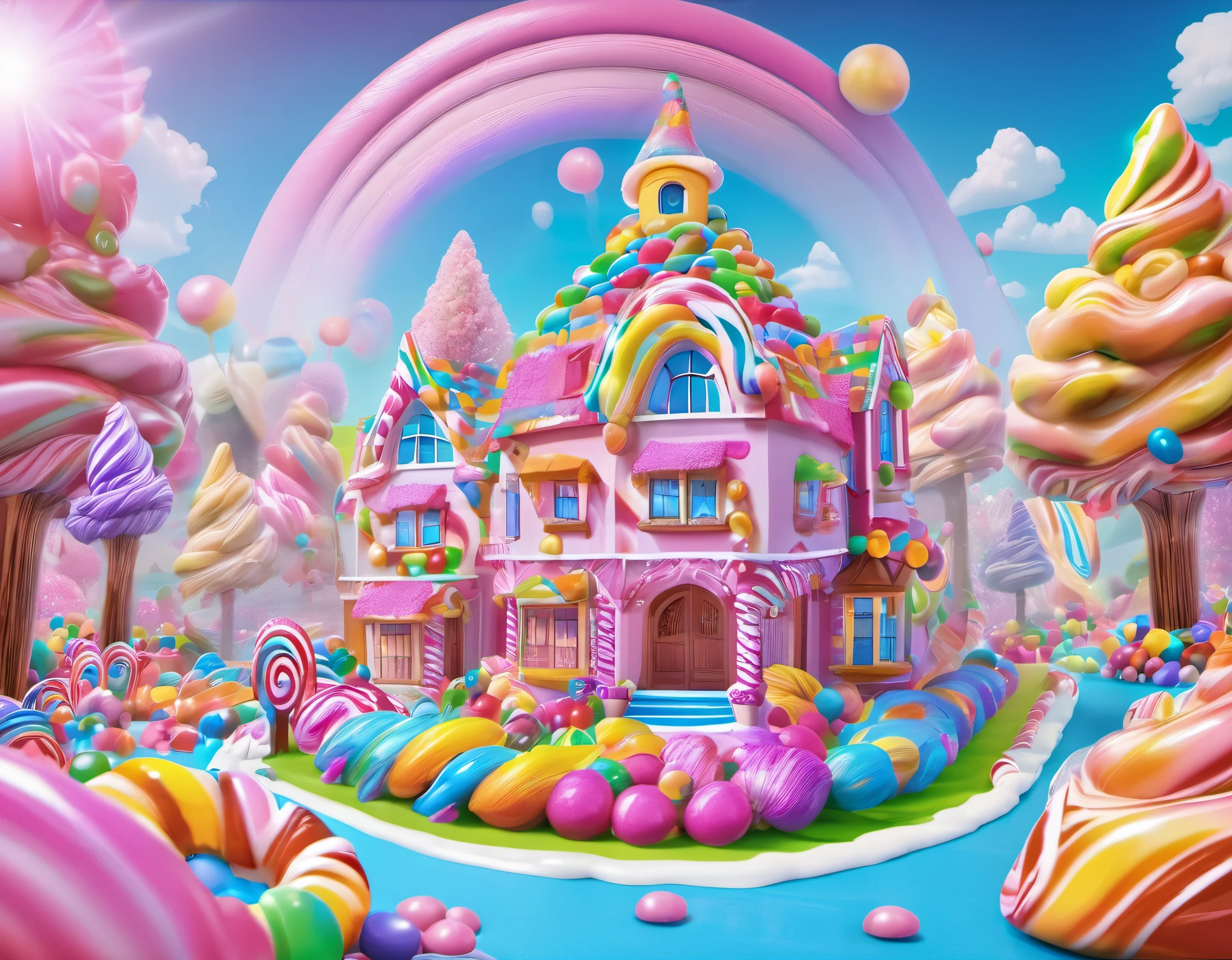 candyland，House made of candy，8k，high quality，masterpiece，Super fine