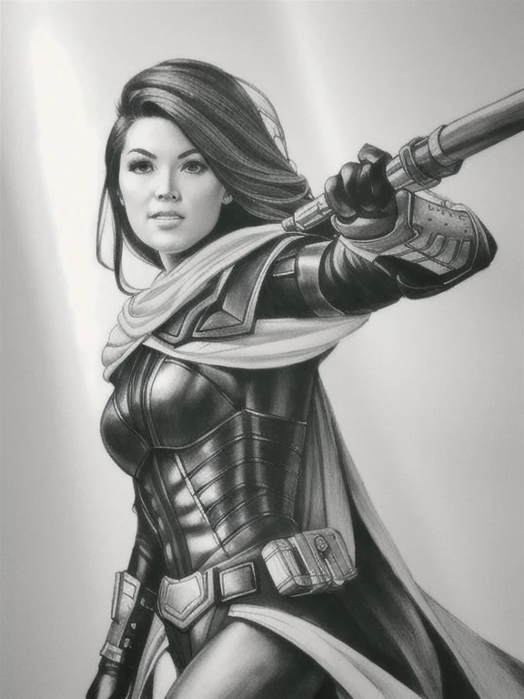 Charcoal pencil drawing, realistic drawing, black and white drawing, 4K, Best quality, a black and white drawing of a woman dressed as a superhero, extremely detailed artegerm, drawn in the style of artegerm, artegerm jsc, artegerm Greg rutkowski _ Greg, Chris Moore. artegerm, artegerm detailed, artegerm 4 k, artegerm style, artegerm. High detail