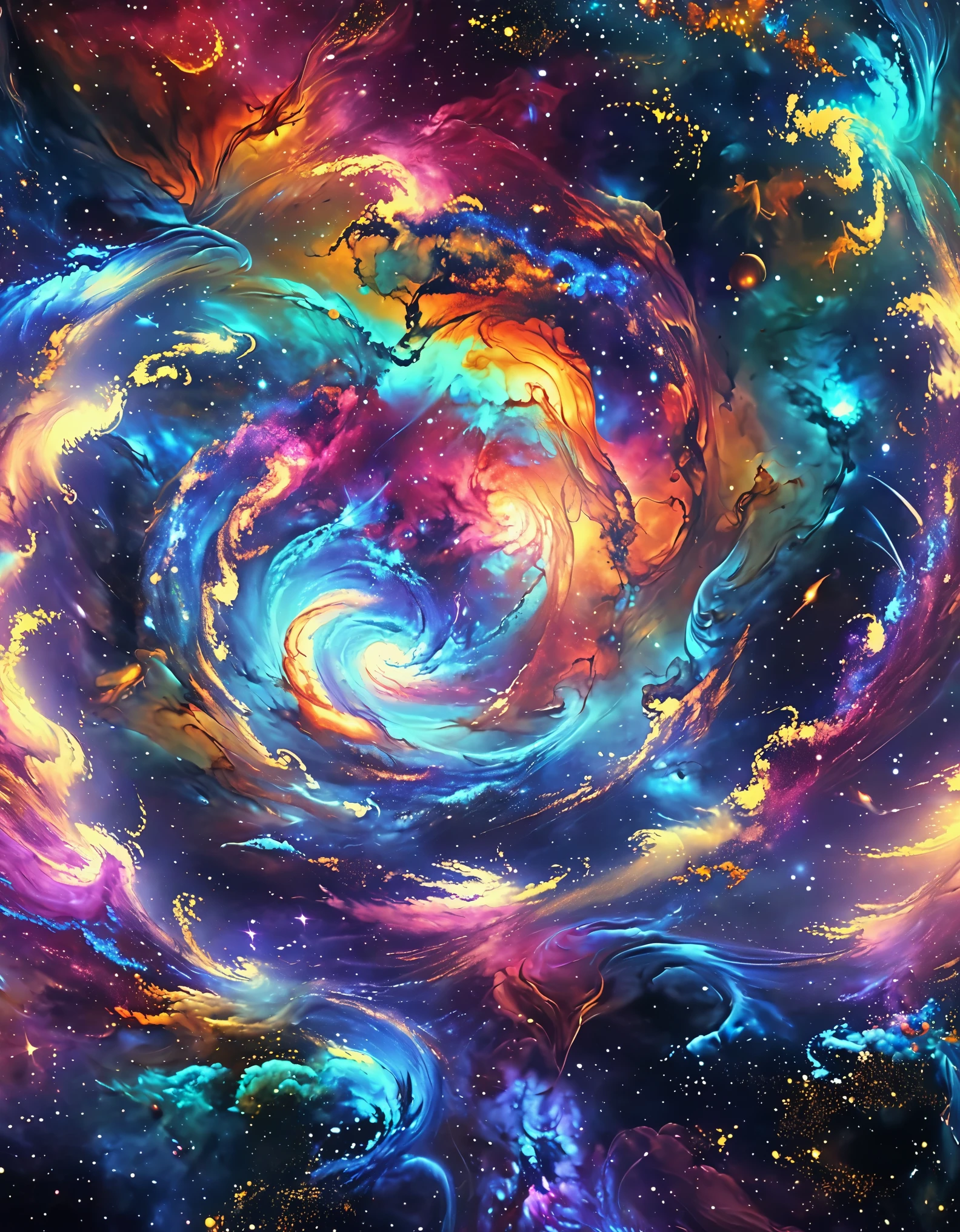 DonML1quidG0ldXL female A cosmic nebula, with swirling colors and mesmerizing patterns in deep space ,Galaxy