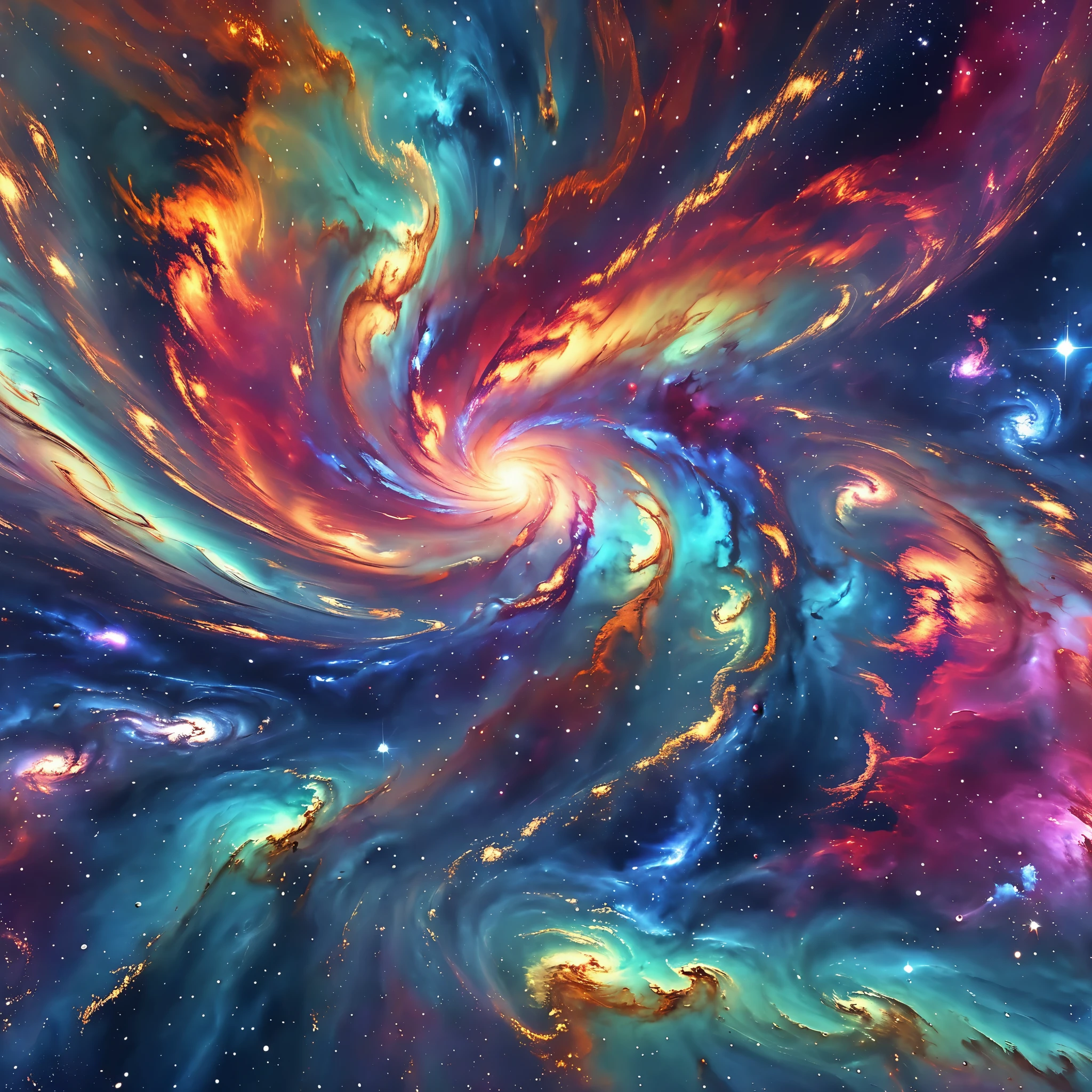 A cosmic nebula, with swirling colors and mesmerizing patterns in deep space ，Galaxy，realistic，epic