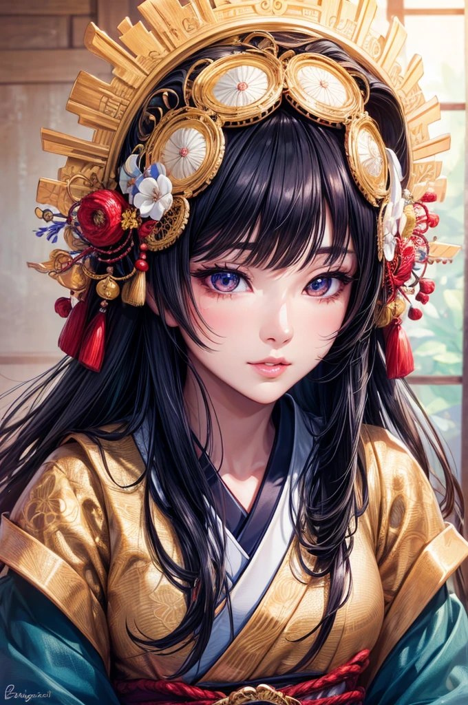 (best quality,highres,ultra-detailed),portraits,beautiful Japanese lady,beautiful detailed eyes,beautiful detailed lips,extremely detailed face,longeyelashes,soft smile,flowing hair,natural lighting,vivid colors