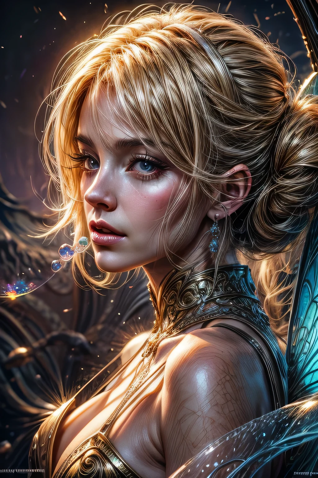 Painting of a woman in a dress blowing bubbles, Barbaric and WLOP, airy bubbles, Moebius + Barbaric + WLOP, dreamy and detailed, intricate WLOP, Close-up fantasy using water magic, fairy tale artwork, Fairy tale drawings, In the style of Anna Dittmann, WLOP art, realistic fantasy paintings, Art Germ Julie Bell Beeple, (((close up of face)))､????