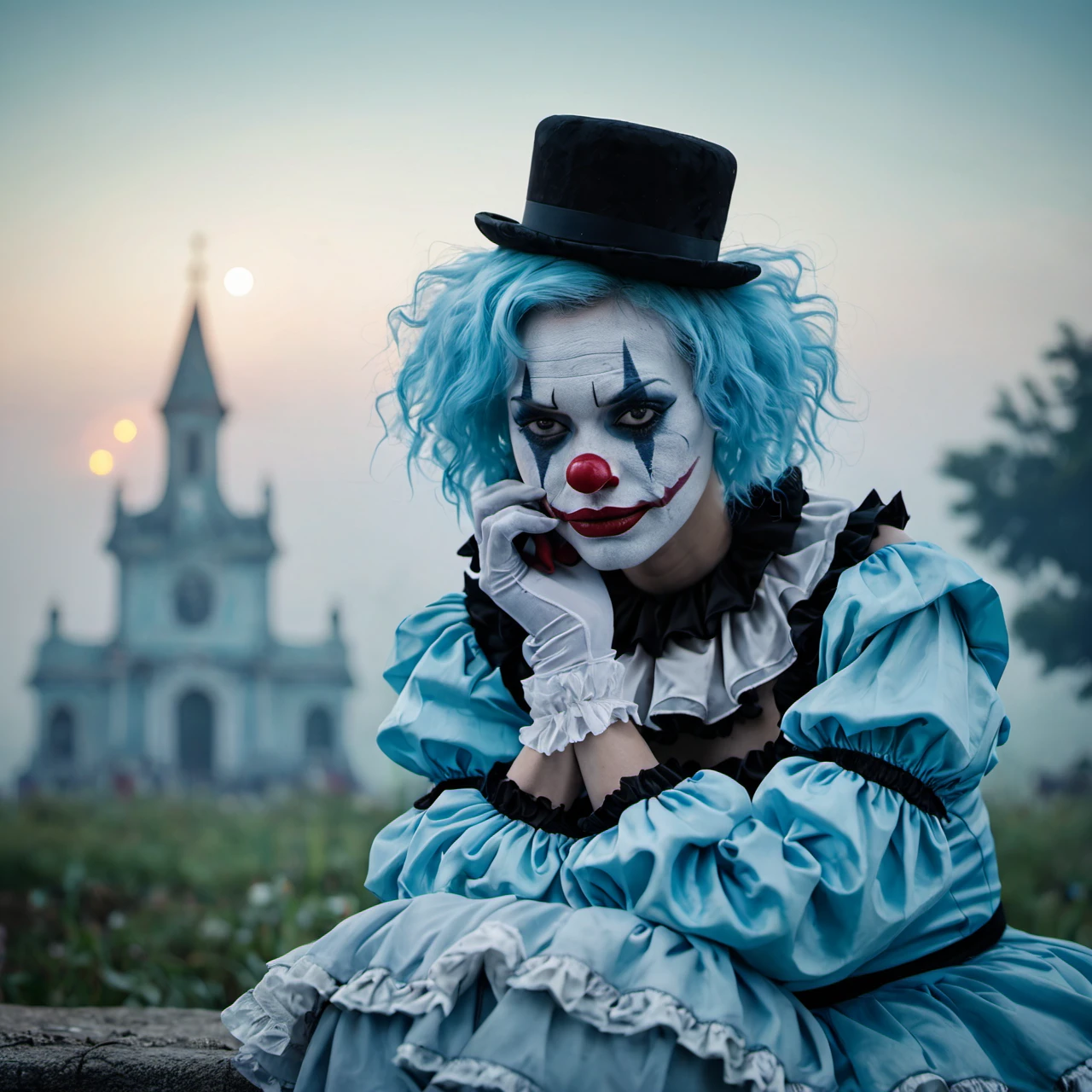 A close up of a person dressed in a clown costume - SeaArt AI