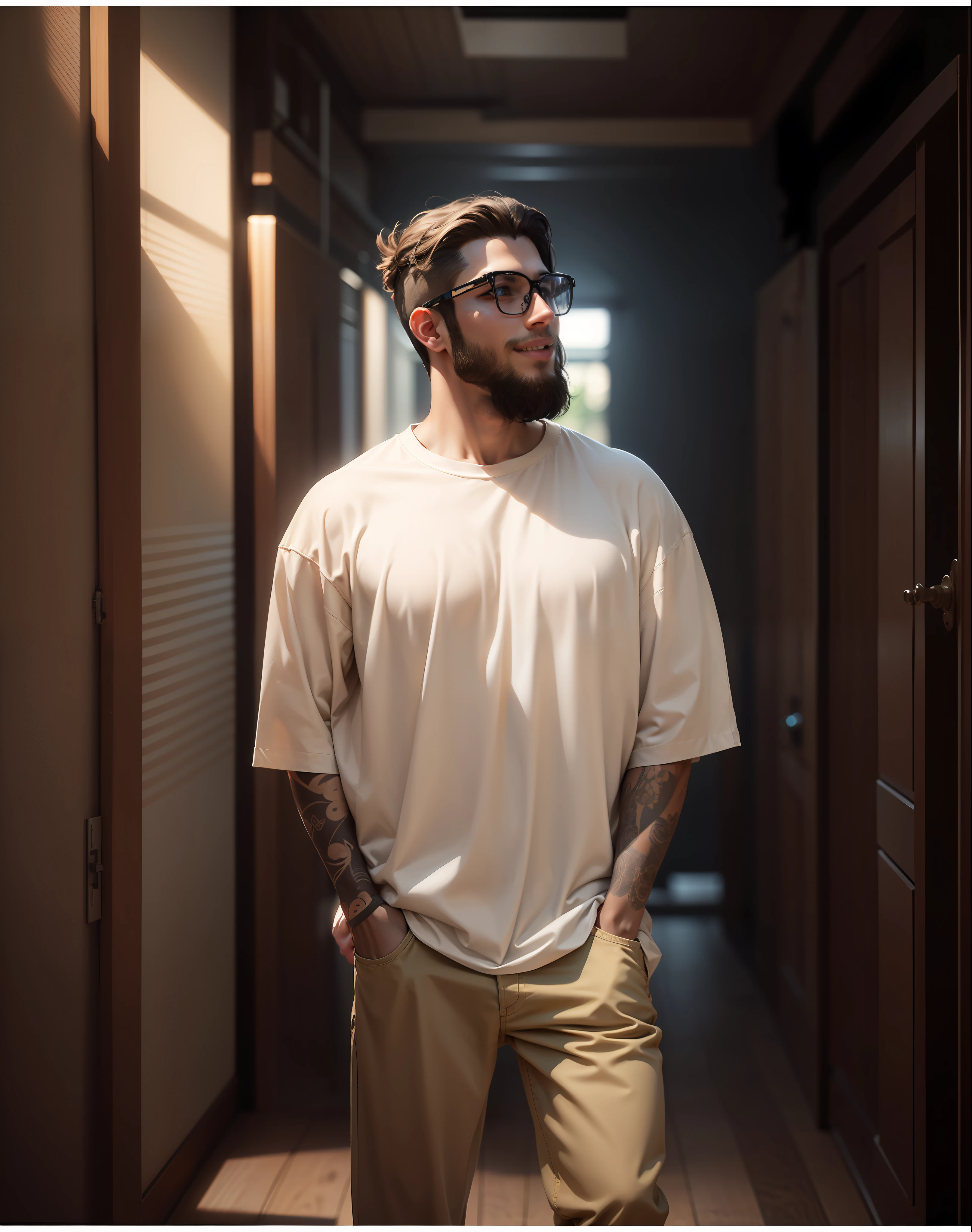 (masterpiece), realistic, (25yr old male), beautiful face, wearing a Simple beige shirt and denim skirt, studio lighting, cinematic light, beautiful woman, beautiful black eyes, milk beige middle hair, perfect ???????, very cute smile, princess eyes , (black eyes), (head frame), center image, style, bioluminescent, 8 life size, 8k Resolution, human hands, curiously complete, elegant, close to perfection, dynamic, highly detailed, character sheet, concept art, smooth, positioned so that their bodies are symmetrical and balanced directly towards the viewer, amazing Incredibly beautiful 20-something japanese handsome boy , detailed hairstyles,