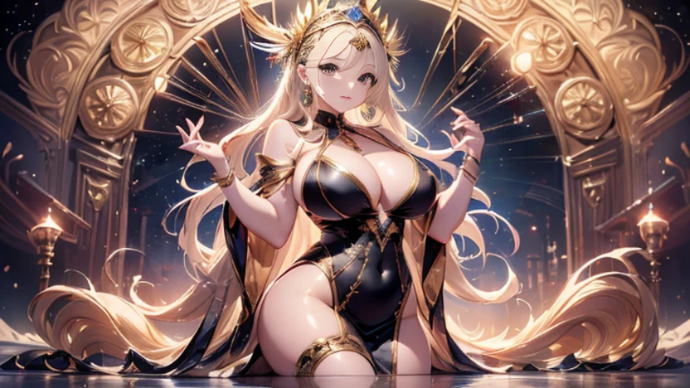 過去最高のmasterpiece、beautiful美しさ, 3D, rich, blonde, skirt, stockings, high heels, star、(Highly detailed CG Unity 8K wallpaper),(masterpiece), (highest quality), (Super detailed), (Best Work),(best shadow), (8K,Raw photo),mature woman、sensual curves、お尻のmasterpiece, full body shot, beautiful女性, enchanting smile, thick lips, plump lips, looking at the viewer, provocative expression, beautiful髪型, cleavage, Plump、curvy hips、attractive face、sexy dress、an inviting gaze、expression of emotions、(((long dress)))、gorgeous accessories 、big breastsの女性, golden hair, colored feather, metal ornaments, colored flowers, particle, light, (1 girl:1.3),(fractal art:1.1),(colorful:1.1)、(flowers:1.3),most detailed,(tangled:1.2), (dynamic pose), (abstract background:1.3), (shiny skin), (lots of colors :1.4), ,(earrings:1.4), (feather:1.4),masterpiece, highest quality, Super detailed, 30~40 years, full body shot, beautiful 、different hairstyles,gold headband,plump breasts,greek clothing,Tulle covers the chest,perfect balance, Costume details,cinematic lighting, high detail, openwork decoration,(((colorfulな最高級ドレス)))、(((解剖学的に正しいbody))) ,big breasts,cowboy shot, (((1 girl))), perfect face, (((highest quality))), (Super detailed), detailed face and eye, (alone), High resolution、beautifuleye,(((sexy pose)))、(((整ったbig breasts)))、((beautiful eye))、luxury、(((超High resolution)))、(((detailed description)))、(((ぽっちゃりbody型)))、(((解剖学的構造に一致したbodyの部位)))、beautiful長いまつ毛、バランスのとれたbody型,The legs and arms are just the right size.、Fishnet tights、glamorous、(((Clear white and black eye)))、lipstick、Sparkling、(Undistorted face, eye, body)、jewelry、gem、(長くカールしたbeautifulまつ毛)、(((バランス良いbeautiful胸)))、(transparent, Exquisite skin:1.2)、(((完璧なglamorousボディー)))、actress face、Super beautiful、cute smile、Healing beauty、Flower Shower、(((完璧なeye)))、realistic representation、super sexy、shiny、glamorous、double eyelids、Excellent shadow correction、(((ぼやけていないeye)))、(((Plump face)))、cute face 、(((shiny輝く肌))) 、(((華やかなlong dress)))、,(((手の込んだ装飾のlong dress)))、(((最高級のlong dress)))、Soft smile、clear eyes、(((wear a lace shawl)))、wearing a dress、