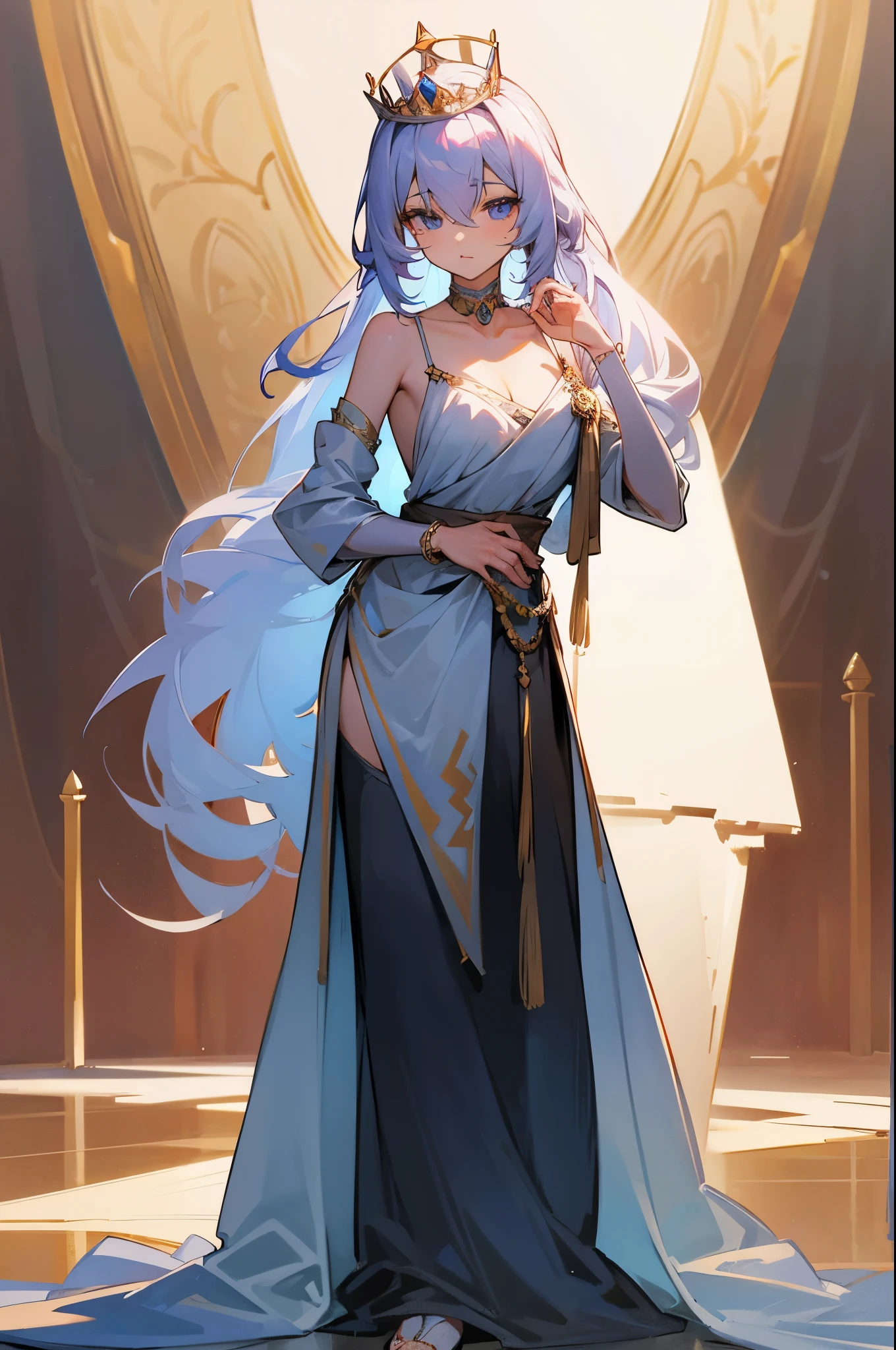 Leakage out of the collarbone,Neck leakage,A queen,tiara crown,stand posture,standing straight,