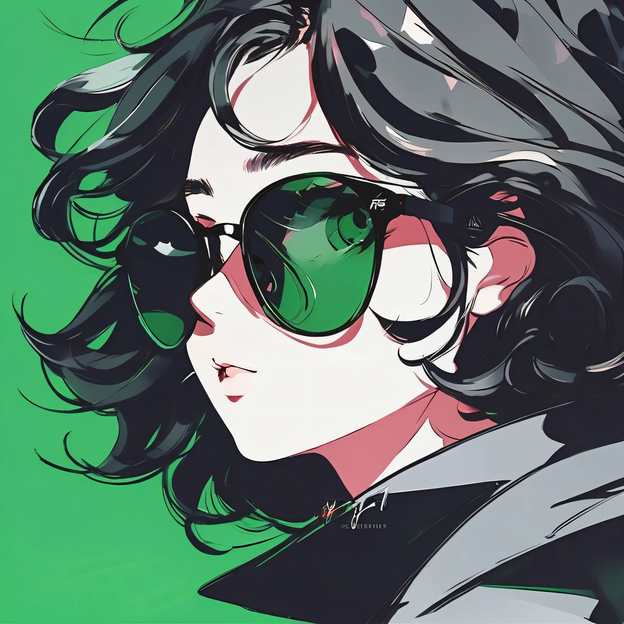 Anime girl with sunglasses in her hair, Guweiz style artwork, digital illustration style, anime style illustration, anime style 4k, dark green eyes, With shining eyes, anime style. 8K, Hero, Persona 5 art style wallop