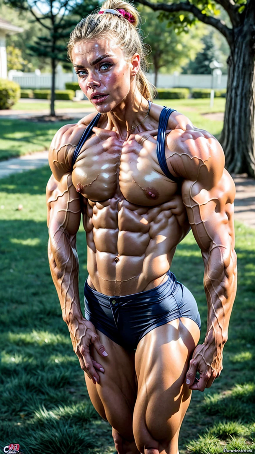 IFBB female bodybuilder cara delevingne, naked, bodybuilder veins, ripped abs, extremely vascular, veins everywhere, (Masterpiece), (Best Quality), (Super Detail), (disheveled Hair), (Illustration), (1 Girl), (Interview), (Brief Background), Beautiful Detailed Eyes, Delicate Beautiful Face, Floating, (High Saturation), (Shine), Focus on Face, Black Hair, Bangs, Full Smile, Floating Hair. girl, maiden in love, pixiv illustration, top quality, super detailed, smile, clever, beautiful face, 4K, nature, sunlight through trees,