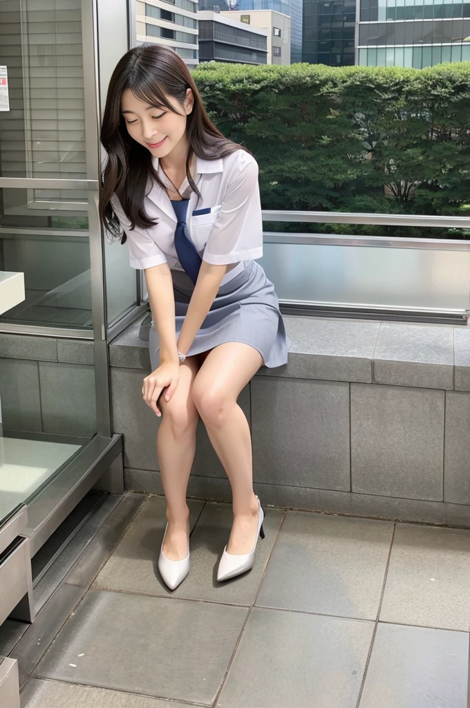 Very cute girl、beautiful girl、Sitting、Spread your legini skirt、Cute Panties、smile,from below