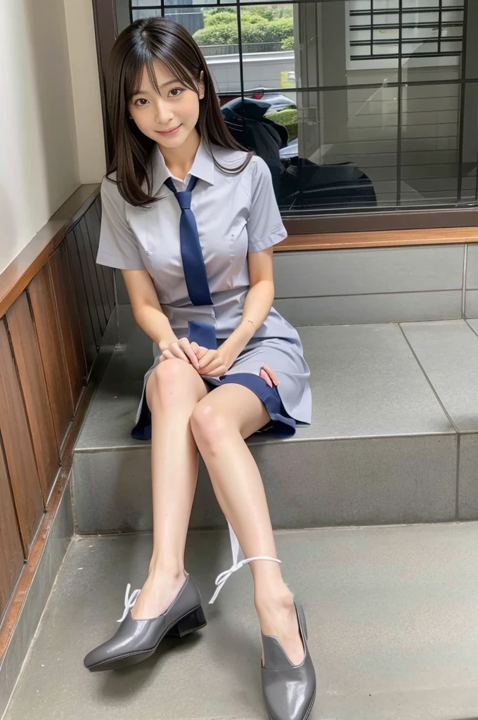 Japanese beauty、A slip is visible from under her office uniform., Not wearing a skirt, business clothes, woman wearing office dress, Work clothes, Work clothes, catalog photo, from me, Detailed image, business clothes装, Image Center, grey, Slip is visible、Chemise in sight、