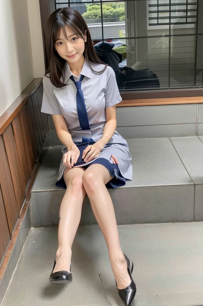 Japanese beauty、A slip is visible from under her office uniform., Not wearing a skirt, business clothes, woman wearing office dress, Work clothes, Work clothes, catalog photo, from me, Detailed image, business clothes装, Image Center, grey, Slip is visible、Chemise in sight、