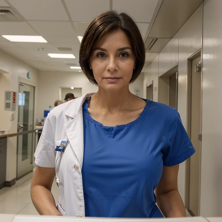 beautiful 50 year old female doctor in the emergency room