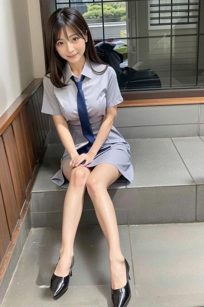 Japanese beauty、A slip is visible from under her office uniform., Not wearing a skirt, business clothes, woman wearing office dress, Work clothes, Work clothes, catalog photo, from me, Detailed image, business clothes装, Image Center, grey, Slip is visible、Chemise in sight、