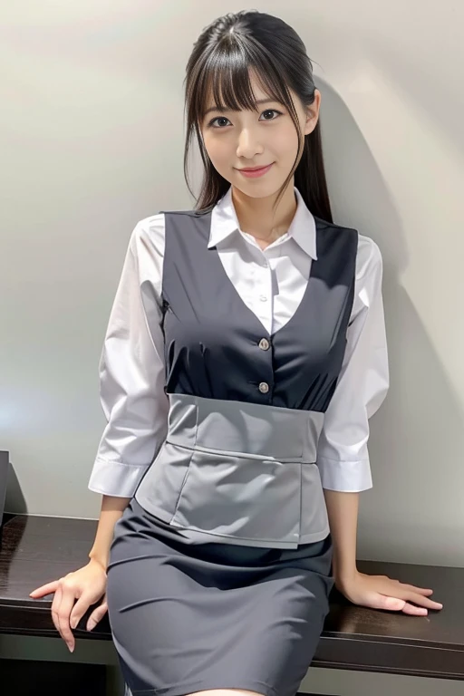 Japanese beauty、A slip is visible from under her office uniform., Not wearing a skirt, business clothes, woman wearing office dress, Work clothes, Work clothes, catalog photo, from me, Detailed image, business clothes装, Image Center, grey, Slip is visible、Chemise in sight、