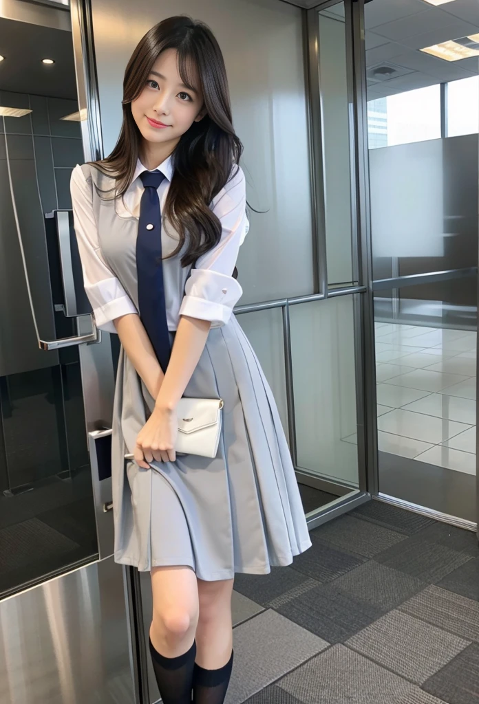 Japanese beauty、A slip is visible from under her office uniform., Not wearing a skirt, business clothes, woman wearing office dress, Work clothes, Work clothes, catalog photo, from me, Detailed image, business clothes装, Image Center, grey, Slip is visible、Chemise in sight、