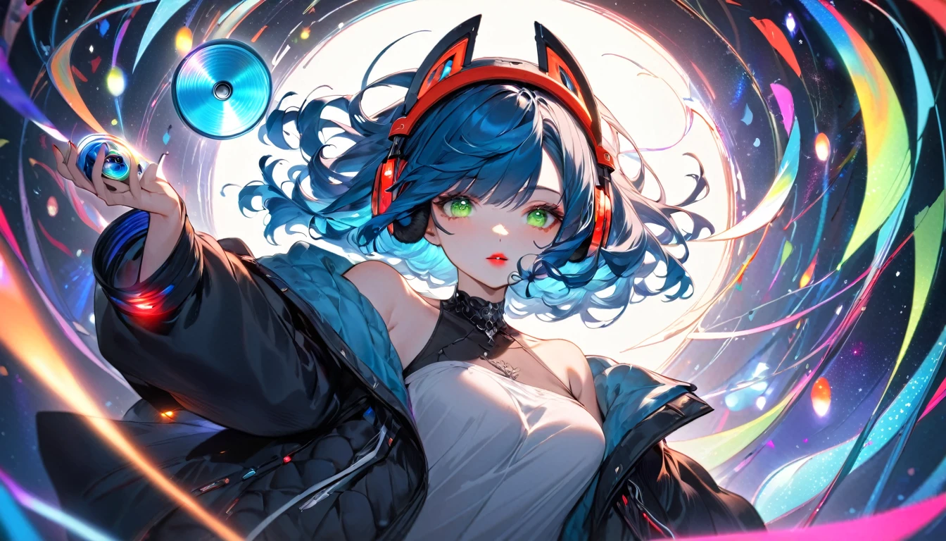 Brightly colored cat ears anime girl with headphones and (big breasts:1.3), ((upturned eyes:1.3, perfect eyes ,beautiful detailed eyes, rainbow glows ultra-detailed deep aqua purple eyes:1.1, gradient eyes:1, finely detailed beautiful eyes:1, symmetrical eyes:1, big highlight on eyes:1.2)), very shy, blushing, (open mouth), anxious, in a psychedelic room, ((((bright skin: 1.5, tanned skin, bright skin, very bright skin, bright body)))), Psytrance illustrations, psytrance, psychedelic art style, neon color theme, (((masterpiece))), (intricate), 8K, best quality, (visual intensity: 1.5),

(((liquid paint hair:1.1))) ,(((neon purple hair | neon pink hair | neon blue hair | neon aqua hair | purple hair | fuchsia hair | fluorescent blue hair | amethyst hair | neon hair | bright pink hair :1.5))), ((made of paint and defies gravity,thick flowing),(paint splatter:1.3), (shiny hair: 1.3), (vibrant colors), dynamic pose, embarrassed,centered,scale to fit dimensions,Rule of thirds,, Censored for liquid painting))),(((neon purple liquid painting | neon pink liquid painting | neon blue liquid painting | neon aqua liquid painting | purple liquid painting | fuchsia liquid painting | fluorescent blue liquid painting | amethyst liquid painting | neon liquid painting | bright pink liquid painting :1.5))),

multicolored background, colorful theme, playing splash paint, beautiful light, colorful light particle,clothes high contrast, splashes of color, colors painting wall,  intricate details,  exposure blend, hdr, (graffiti art),more_details:0.5,