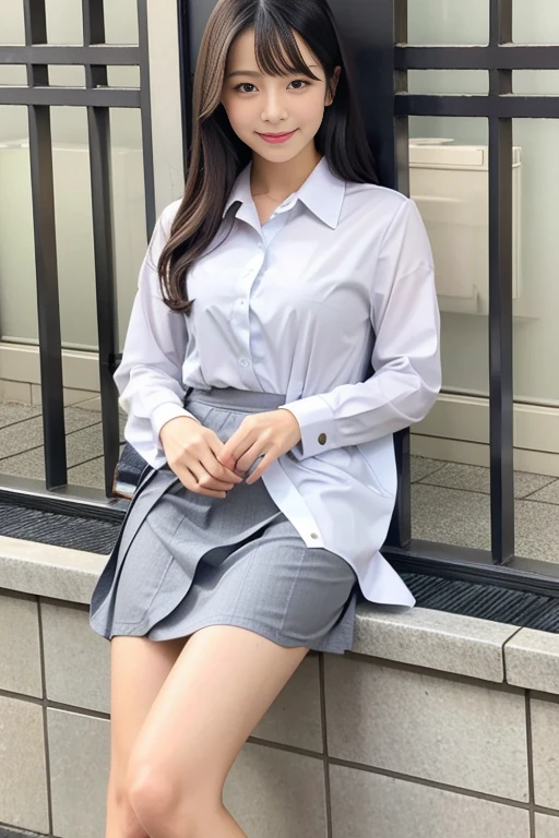 Japanese beauty、A slip is visible from under her office uniform., Not wearing a skirt, business clothes, woman wearing office dress, Work clothes, Work clothes, catalog photo, from me, Detailed image, business clothes装, Image Center, grey, Slip is visible、Chemise in sight、