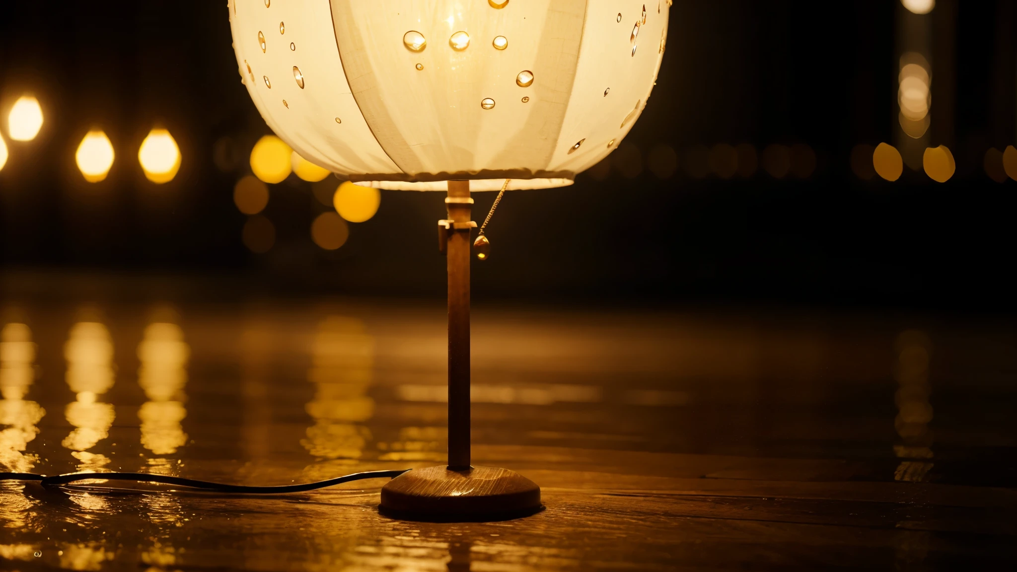 A lamp made from mango, water drops, pequena luz no centro, High definition, Full hd 4k