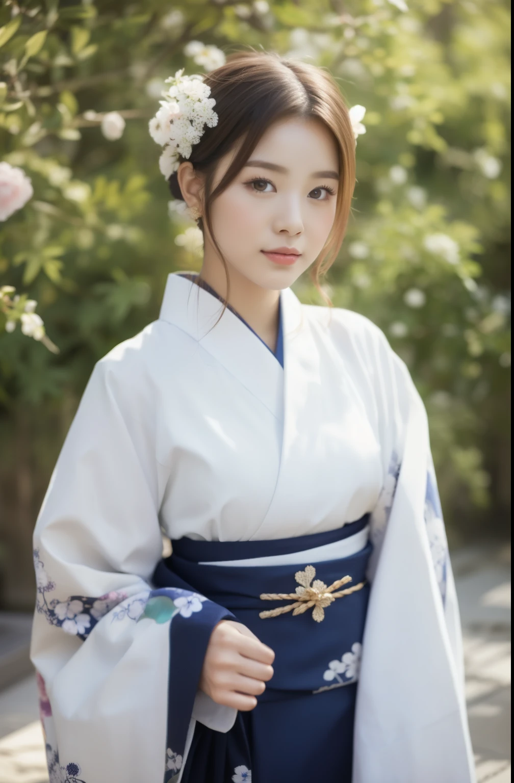 photorealistic,super realistic,extremely beautiful girl,very cute girl,beautiful asian girl,young girl,arafed asian woman in a kimono with flowers in her hair, in kimono, wearing kimono, palace ， a girl in hanfu, hanfu, white hanfu, japanese kimono, japanese clothes, kimono, traditional japanese, wearing a kimono, pale and coloured kimono, wearing a haori, japaneese style, in a kimono, wearing royal kimono