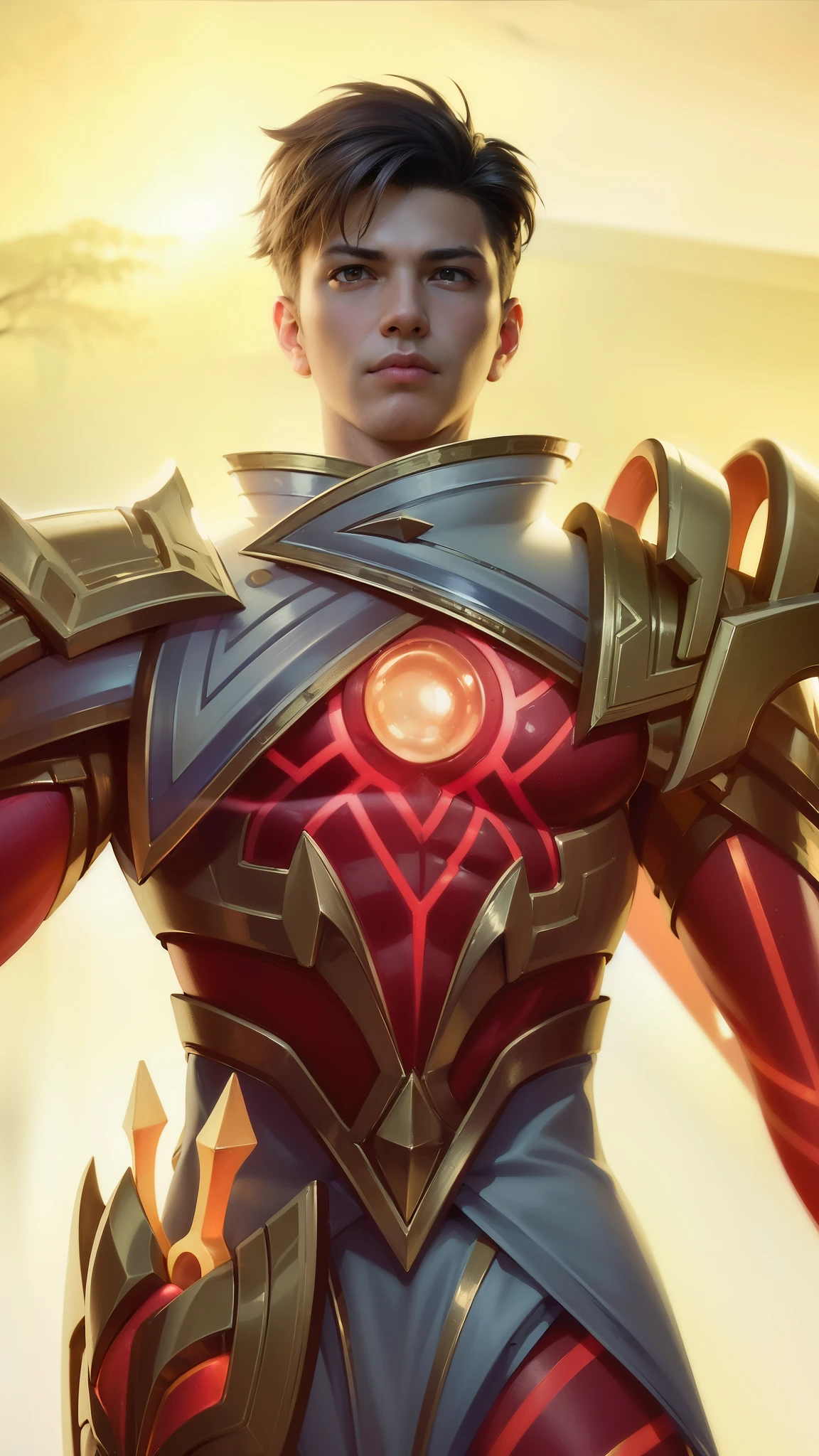 a close up of a boy in a suit with a glowing light, 8 k hd wallpaperjpeg artifact, 8k hd wallpaperjpeg artifact, artgerm detailed, fantasy rpg symmetrical portrait, paladin golden armor, guildwar artwork, extremely detailed artgerm, kaladesh concept art. mechanical, dressed in light armor, masterpiece, ((perfect eyes)) best quality, (semirealism:1.9), beautiful lighting, (extremely detailed CG unity 4k fhd wallpaper), High Detail, Sharp focus, dramatic outdoors, 1 boy ,19 years, light yellow eyes, 8k, ultra hd, ultra detailed texture, hyper realistic, masterpiece, detailed texture, detailed face, detailed skin, detailed lighting, (photorealistic:1.5), best quality, beautiful lighting, cinematic lighting, professional lighting, ultra highres, realistic, detailed hair, real hair, high quality, (realskin:1.5), extremely detailed, finely detail, ultra-detailed
