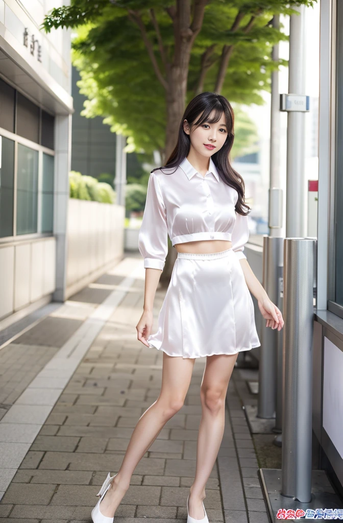 Japanese beauty、A slip is visible from under her office uniform., Not wearing a skirt, business clothes, woman wearing office dress, Work clothes, Work clothes, catalog photo, from me, Detailed image, business clothes装, Image Center, grey, white underwear、The white slip is visible、A white chemise is visible、silk、satin