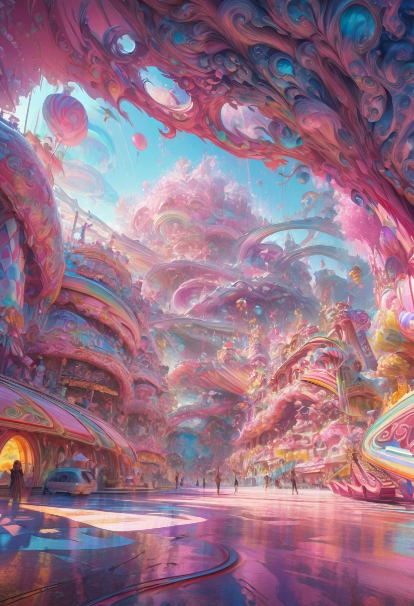 1girl, Candyland, aesthetic, vibrant colors Candyland wonderland gouache swirls detailed Candy art style! Whimsical playful colorful! candy!!! 🍬🍭 Candyland art!! “Hyperrealistic hyperdetailed highly detailed, digital illustration” postmodernism, artstation, poster art, dynamic lighting, cel-shaded, ray tracing reflections