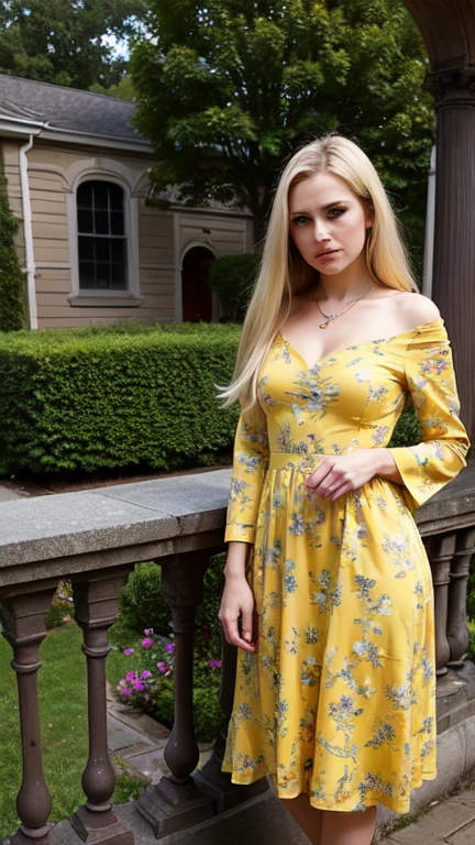 masterpiece,extremely beautiful woman,highly detailed beautiful face,big eyelahes,minimum waist,midi soft dress, straight blonde hair,excellent sense,American Comics,(((The Perfect One Woman))),(((one person))),colorful,highly detailed body,florish garden in the background
