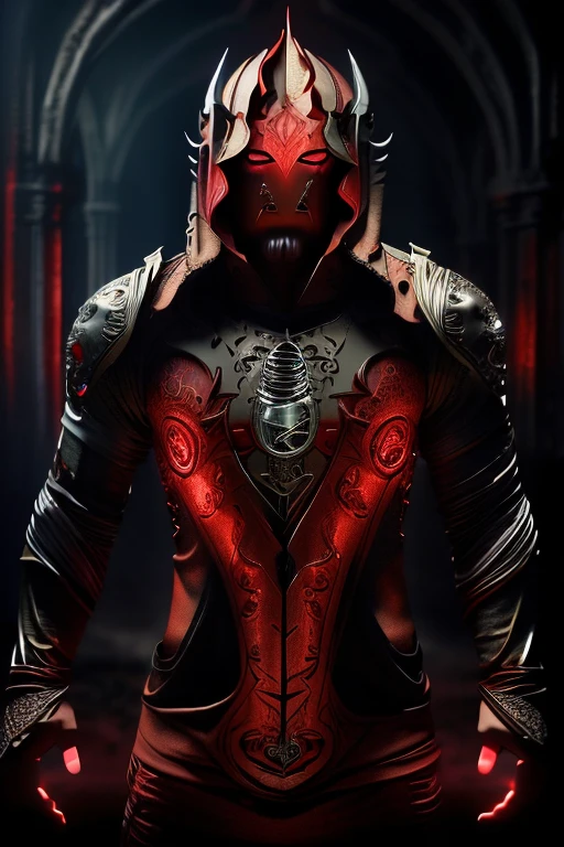 a loin, red shirt with black hoodie, hands in pocket, white skin, glowing red eyes, solo, mechanicl legs, dark night, city fire, red horns, looking like a devil, intricate details, 8k lion details, front two tooth show in face, arc reactor front chest, fire arc reactor, super body like hulk, realistic.