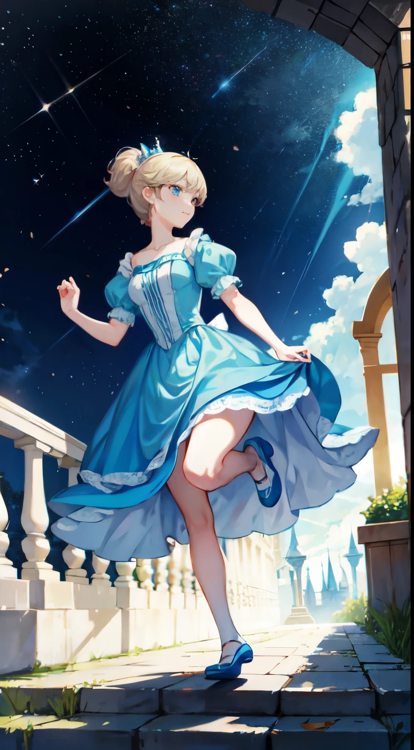 Cinderella runs away from the ball and loses her shoe