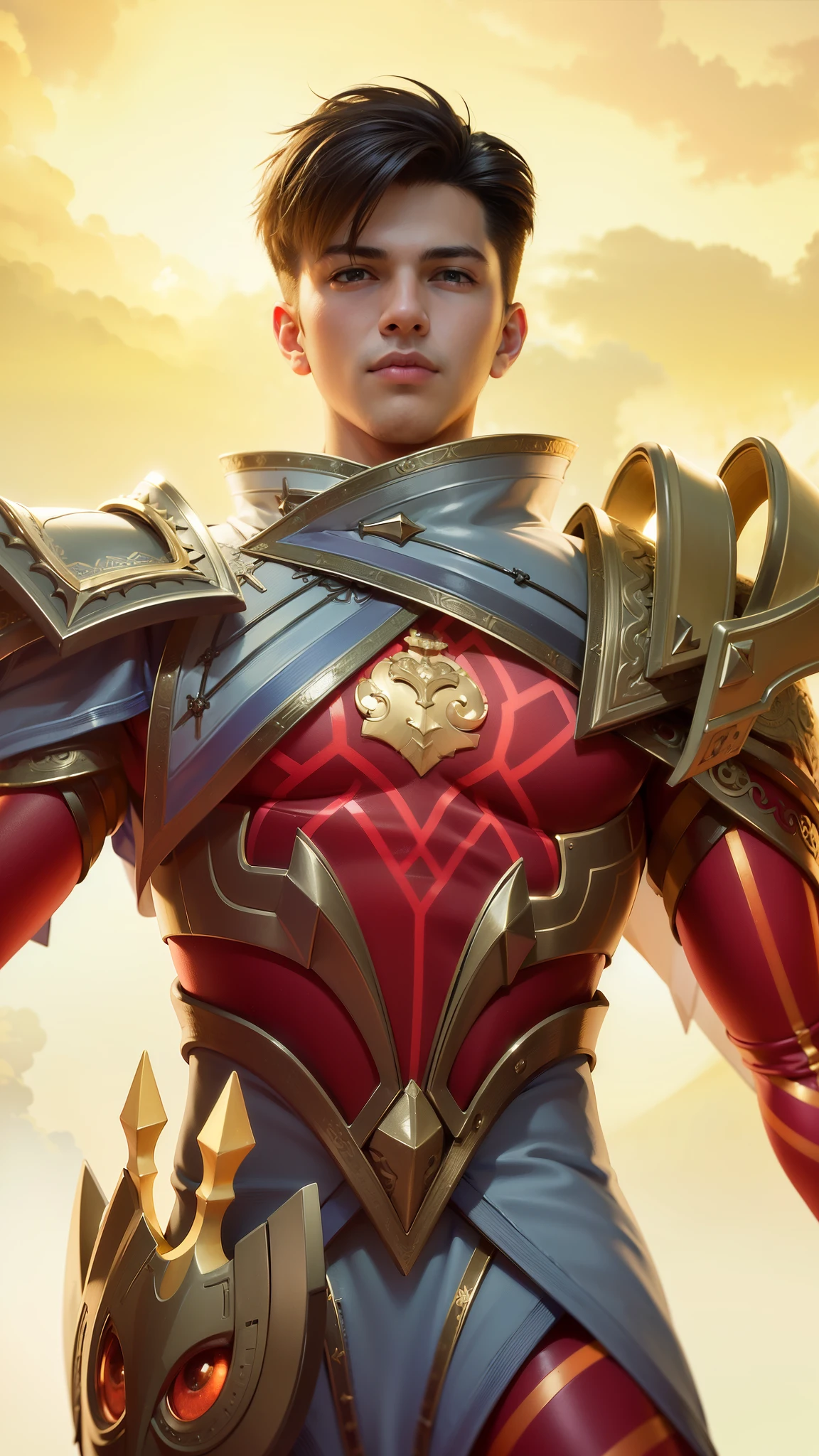 masculine male, masterpiece, ((perfect eyes)) best quality, (semirealism:1.9), beautiful lighting, (extremely detailed CG unity 4k fhd wallpaper), High Detail, Sharp focus, dramatic outdoors, 1 boy ,19 years old, black short hair, yellow eyes, smile