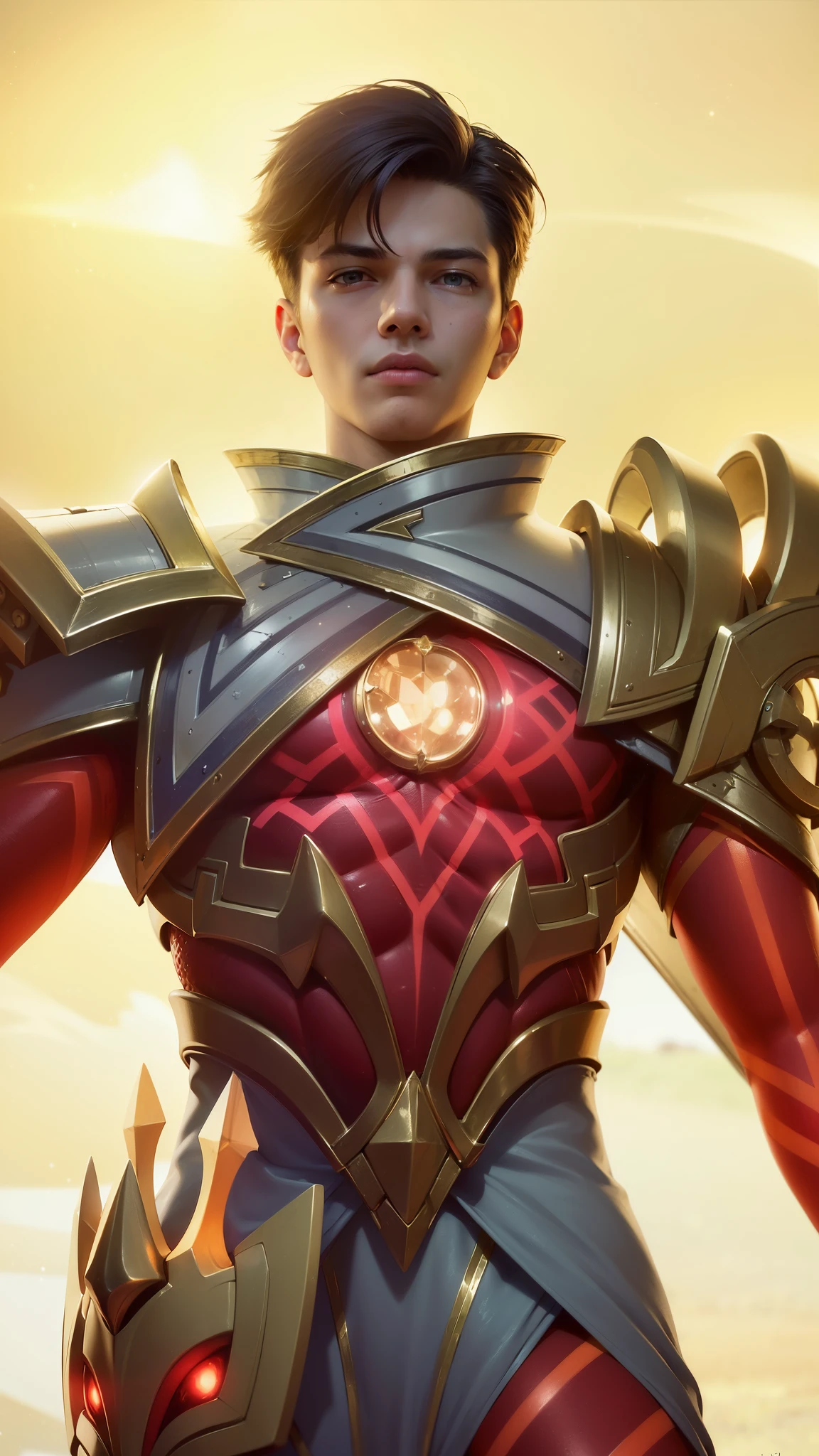 a close up of a boy in a suit with a glowing light, 8 k hd wallpaperjpeg artifact, 8k hd wallpaperjpeg artifact, artgerm detailed, fantasy rpg symmetrical portrait, paladin golden armor, guildwar artwork, extremely detailed artgerm, kaladesh concept art. mechanical, dressed in light armor, masterpiece, ((perfect eyes)) best quality, (semirealism:1.9), beautiful lighting, (extremely detailed CG unity 4k fhd wallpaper), High Detail, Sharp focus, dramatic outdoors, 1 boy ,19 years, light yellow eyes, 8k, ultra hd, ultra detailed texture, hyper realistic, masterpiece, detailed texture, detailed face, detailed skin, detailed lighting, (photorealistic:1.5), best quality, beautiful lighting, cinematic lighting, professional lighting, ultra highres, realistic, detailed hair, real hair, high quality, (realskin:1.5), extremely detailed, finely detail, ultra-detailed