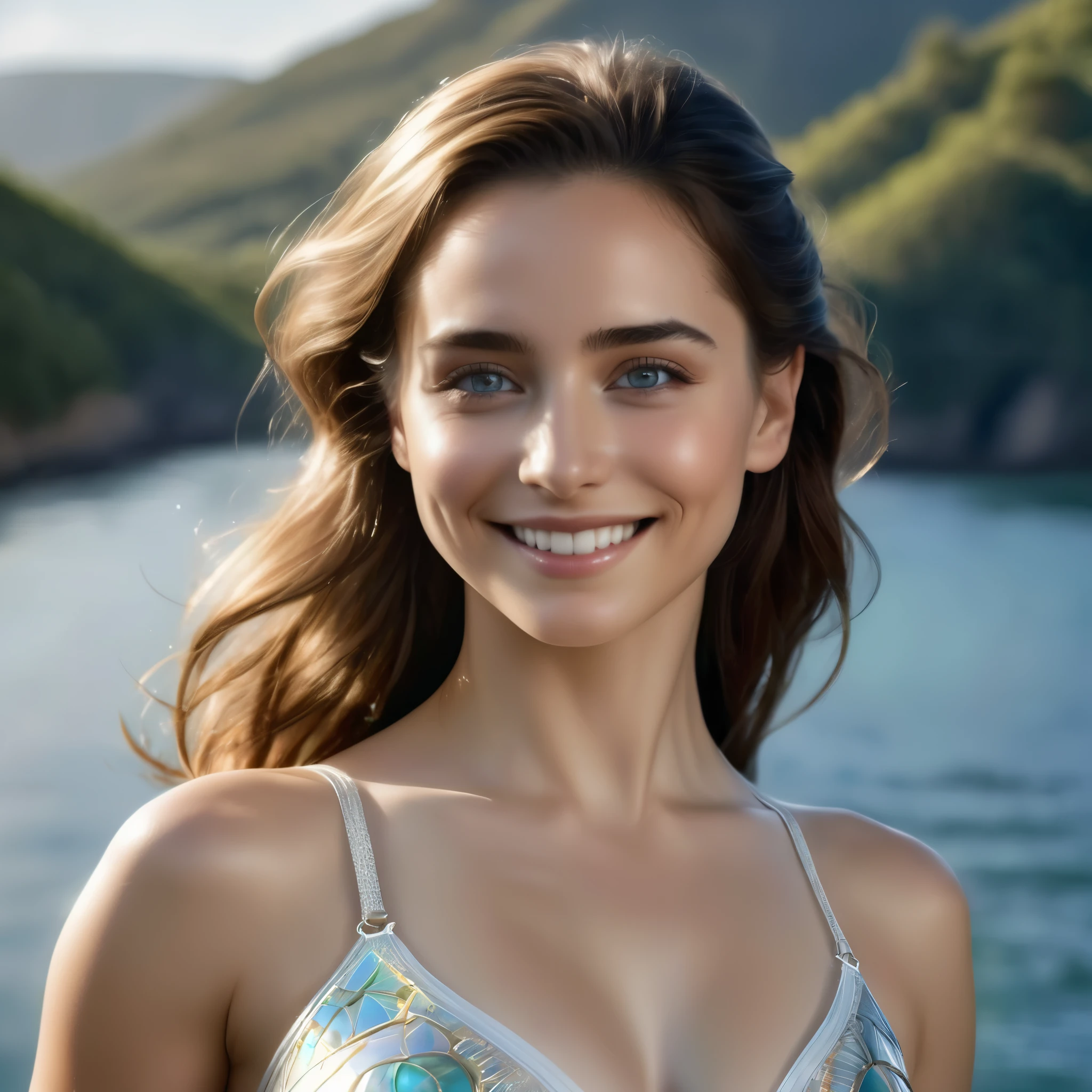(best quality,4k,8k,highres,masterpiece:1.2),ultra-detailed,(realistic,photorealistic,photo-realistic:1.37),Official art, (1 beautiful teenage Italian girl:1.1), (wearing detailed white bodyarmor with beautiful fractal or marble design:1.3), (seductive smile:1.1), (captivating smile1.2), ((High quality)), ((Detailed)), ((Fantasy)), Blue Plasma Brain, Green Plasma Body, Vulgarity, beutiful breast, obscenity, (Lewd smile:1.2), coarse, Obscene, mean, (raunchy:1.2), (Immoral:1.2), Lachish, (small breasts with beautiful raised areolas:1.3), (Cameltoe), (Expression of ecstasy:1.2), (Incredibly beautiful nature background:1.6), (18 years old:1.5), (Sexy and glamorous:1.1), (A coquettish expression:1.1), (seductively smiling:1.1), (Full body), (erotic posing:1.5), (showing her armpit:1.4), Beautiful seductive face, Portrait, (Thick eyebrows:0.7), (detailed large iridescent eyes:1.4), Beautiful eyes with fine symmetry, Intimate face, (ultra detailed skin texture:1.1), pale skin, Perfect Anatomy, (Beautiful toned body:1.1), Hair Bow, (Moist skin:1.2), no makeup, dark circles, Focus Face, good-looking, (Emilia Clark:0.6) (Emma watson:0.3),(Jennifer Connelly:0.4), (sensual face:1.3), Elegant face, Dolce, (Around her neck is a simple necklace of exquisite workmanship), (Bioluminescence with brilliant brilliance:1.3), (Luminous magic circle:1.2), Shining majestic cloud masses and sky, lightning bolt, Epic Realistic, (Greg Rutkowski:0.2), (teal and orange:0.4), (Art Station:1.5), Cinematic, (nfsw:1.3), Hyper Detailed, natural Lighting, (Intricate details:1.1),
