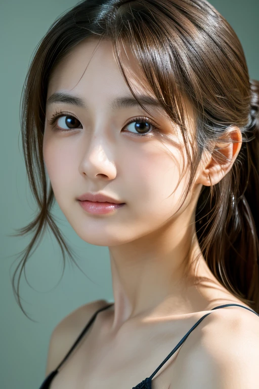 masterpiece, highest quality, Photoreal, Super detailed, finely, High resolution, 8k wallpaper, Professional, Advanced level of detail, 1 girl, thin japanese woman, ((facing the front)), detailed clavicle, perfect face, straight hair, (look straight at the camera)