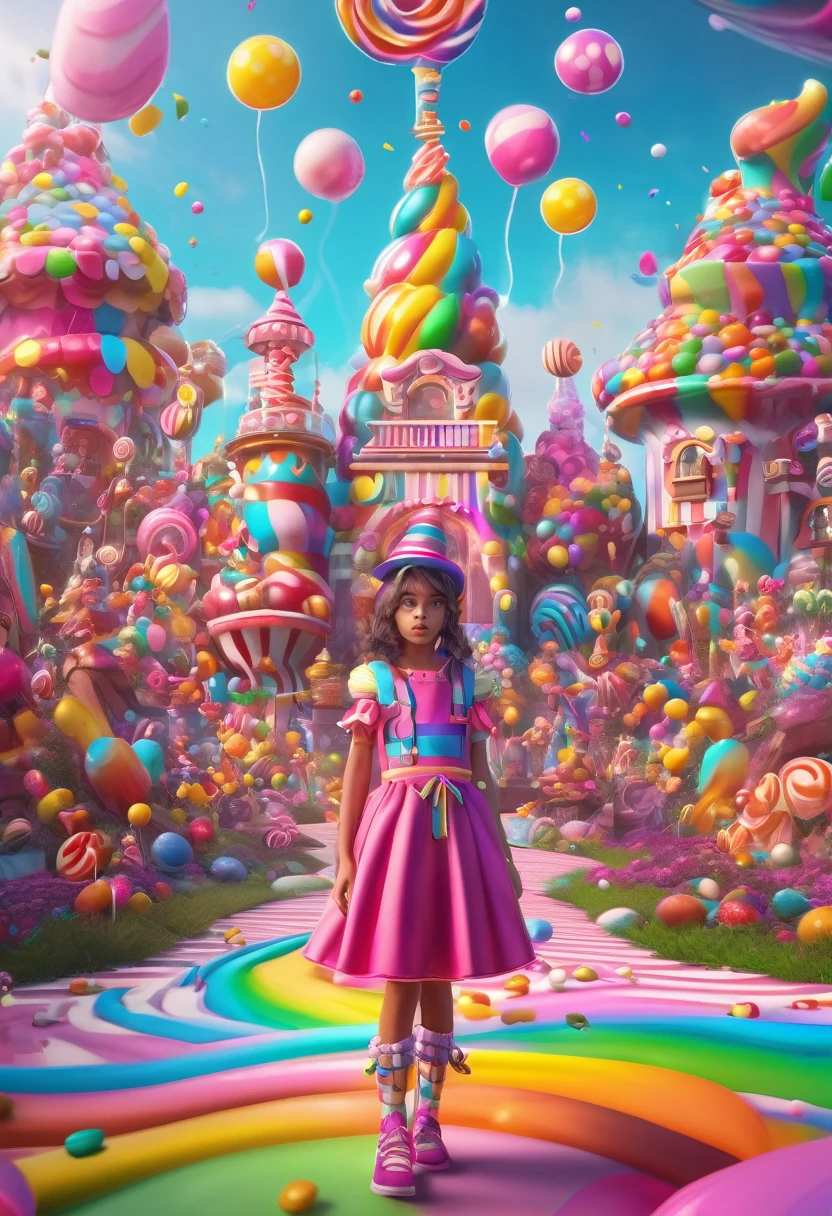 1girl, Candyland, aesthetic, A candy wonderland with pride colors. detailed matte painting, deep color, fantastical, intricate detail, splash screen, complementary colors, fantasy concept art, 8k resolution trending on Artstation Unreal Engine 5