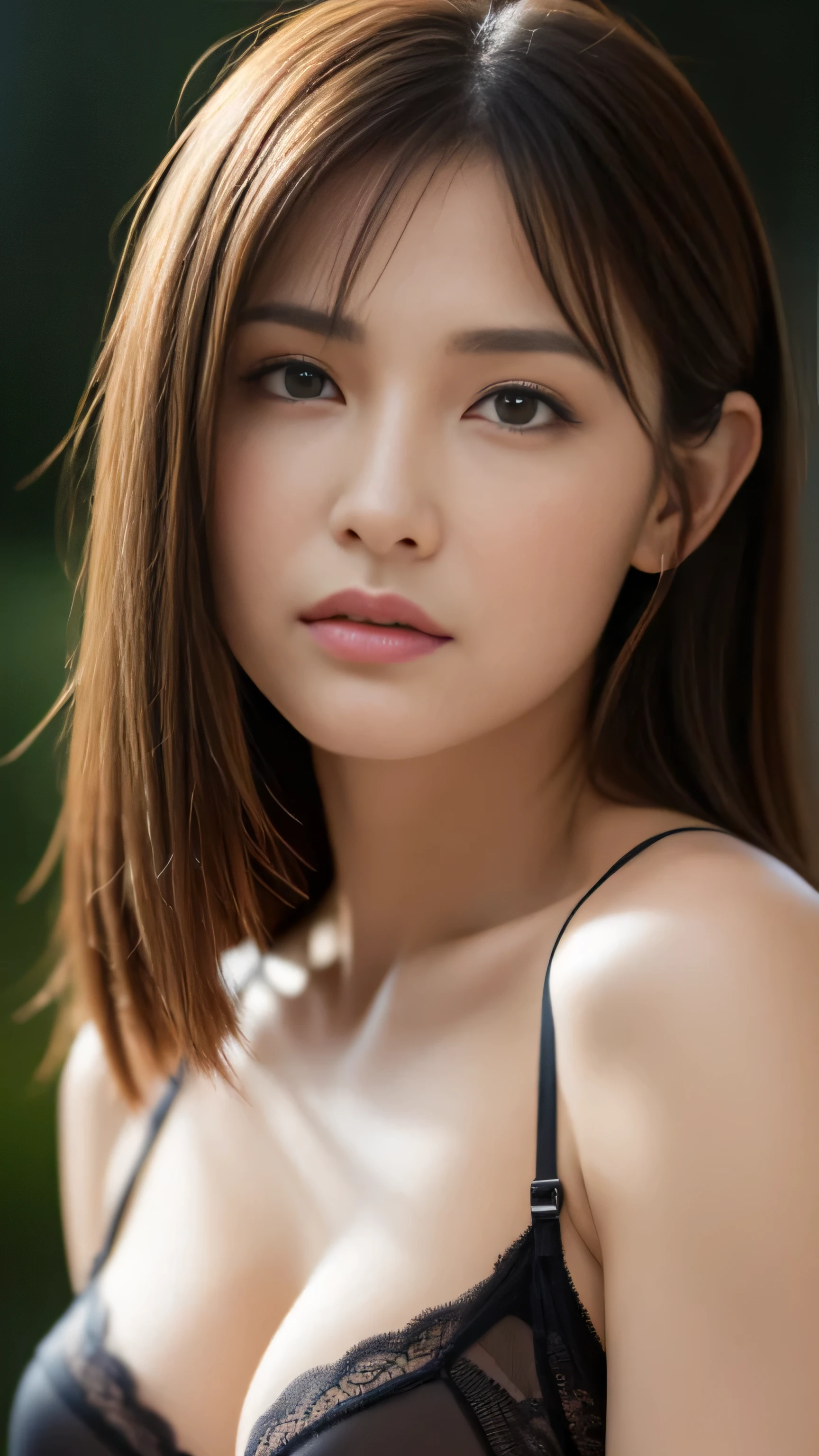 Masseter muscle part, highest quality, masterpiece, High resolution, Photoreal, RAW photo, 8k wallpaper, perfection, professional lighting, very detailed, Depth of the bounds written, ((one beautiful woman)), ((40 year old sexy woman)), (At the office), ((black lingerie)), ((Look into the viewer's eyes)), detailed face, beautiful eyes, (stand up straight), bangs, well-shaped small breasts, light brown straight hair, (thick lips), whole body