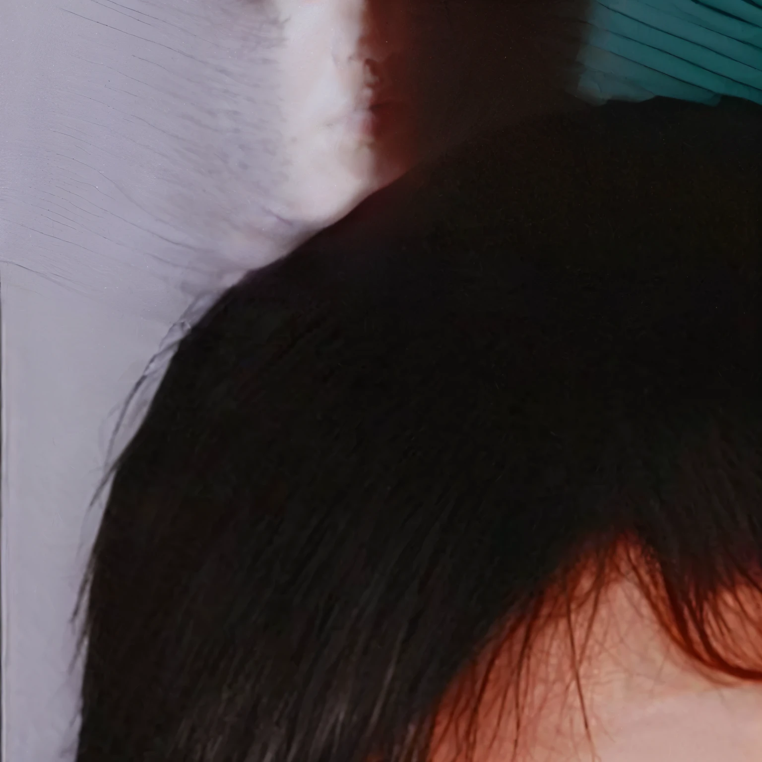There is a boy wearing a black and white shirt and tie., Detailed face of an Asian boy, realistic face、naked、