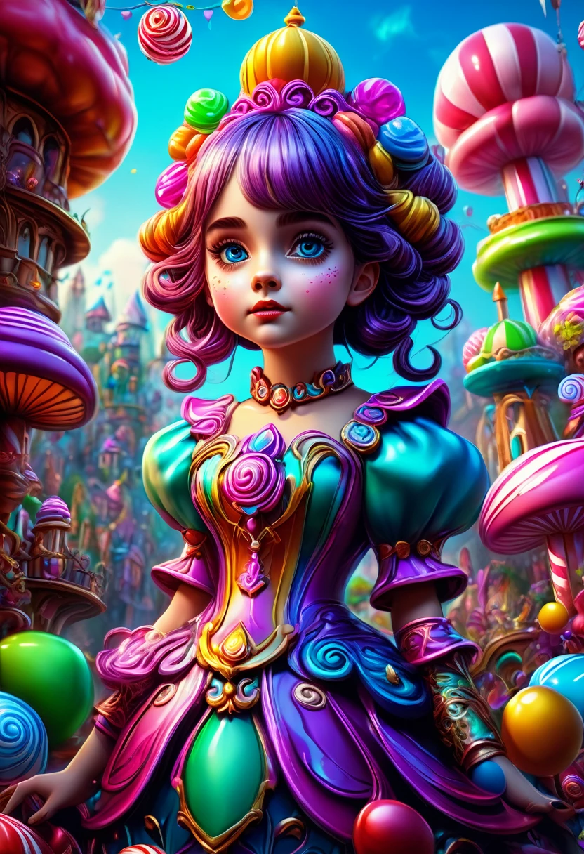 1girl, Candyland, aesthetic, A candy wonderland with pride colors. detailed matte painting, deep color, fantastical, intricate detail, splash screen, complementary colors, fantasy concept art, 8k resolution trending on Artstation Unreal Engine 5