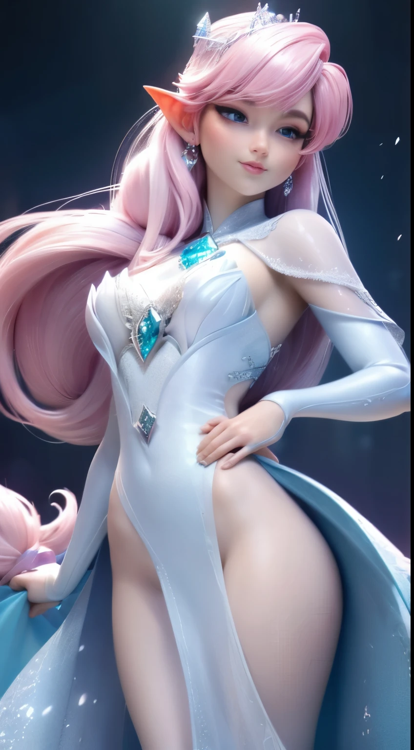 ElFgirl (rose quartz SU-Elsa Frozen Disney Tinker waiFu mezclando modelos .) (ultra FUSION oF white and pink hair) Highly detailed CG unity 8K wallpaper, tiro de estilo, complejo, alto detalle, dramatic, Highest quality film still image, Muy detallado, obra maestra, Mejor calidad, character design, Elsa, Elsa From Frozen,Pink Diamond Fusion (( estilo oscuro)), estilo de renderizado realista y ultra detallado, luz natural, sharp character design, (hard Focus, 8K), (((textura natural de la piel))), 8K textures, soFt cinematic lighting, Adobe Lightroom, cuarto oscuro, HDR, Sofisticado, Elegant, Detalle rico, Sharp focus appearance) )), tonos calmantes, Frenzy of details, detalle intrincado, Super detail, Bajo contraste, SoFt Film Lighting, colores apagados, exposure mix, HDR, Desteñir, 35mm, F/1.4, YO ASI, F16, 25 sec.