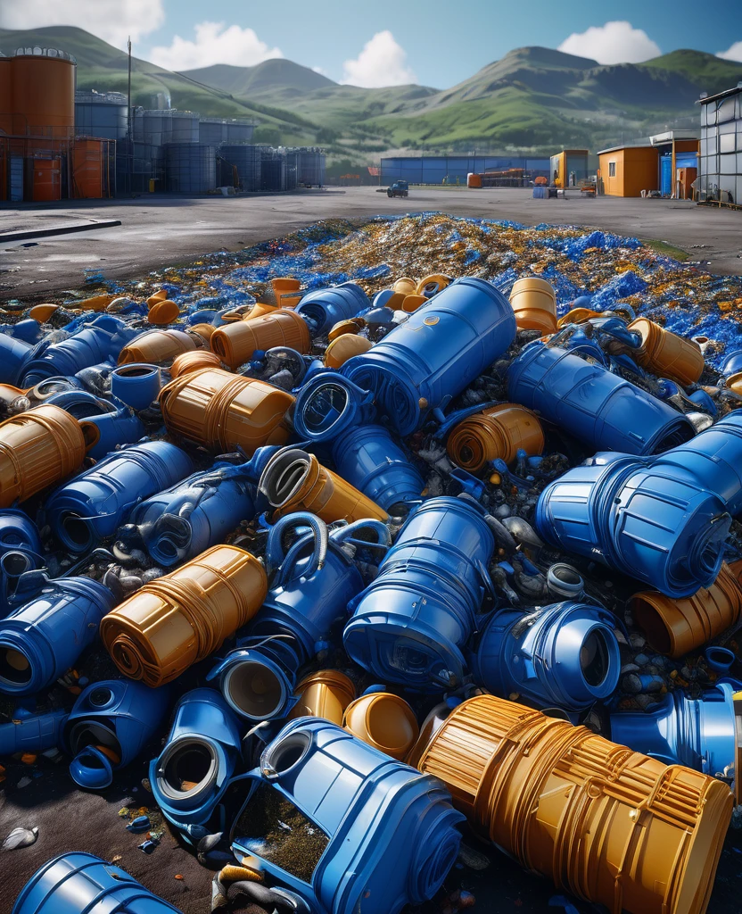 a discharge, organic waste, une montagne de plastiques, metal carcasses, sur une immense plaine, a recycling center, un ciel bleu limpide, photorealistic realism, chef-d'photorealistic work, realism, realism, photorealistic realism, High contrast, photorealistic digital art trends in Artstation 8k HD detailed realistic, detailed, super detailed, realistic, armature, best quality, super high resolution, (realism: 1.4),, high resolution, detailed, Photo brute, Pointu, par Lee Jeffries Nikon D850 film stock photographie 4 Kodak Portra 400 appareil photo F1.6 lentilles Couleurs riches Textures réalistes ultra-réalistes Éclairage spectaculaire UnrealEngine ArtStation CineStill 800 tendance,NSFW, Photo brute 8K, best quality,