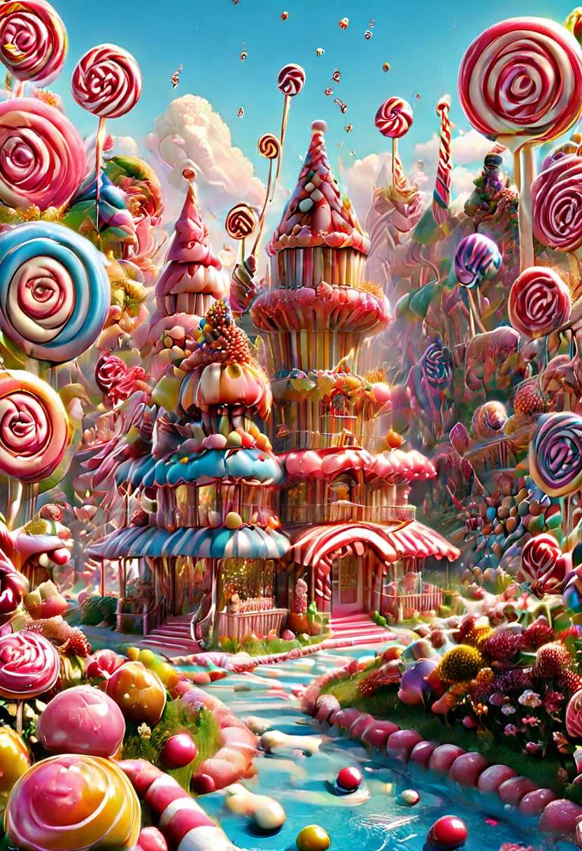 Candyland, Candy land, Candyland, by Wes Anderson, best quality, masterpiece, very aesthetic, perfect composition, intricate details, ultra-detailed