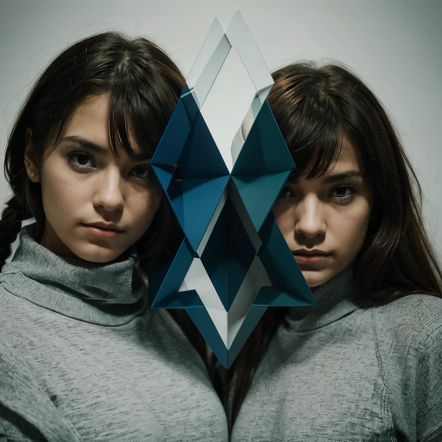 Composicion en plano con triangulos, que represente la seguridad en una persona; In design