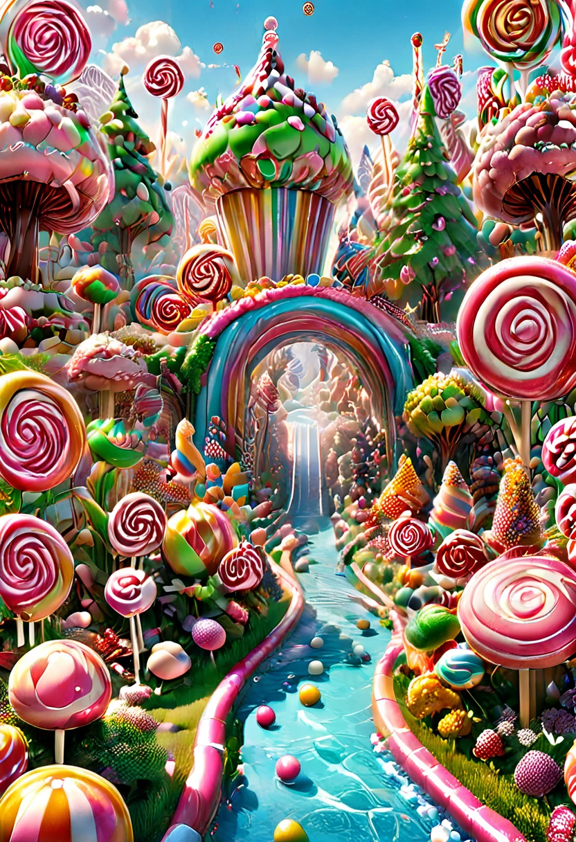 Candyland, Candy Land, Thomas train, (masterpiece, best quality, Professional, perfect composition, very aesthetic, absurdres, ultra-detailed, intricate details:1.3)