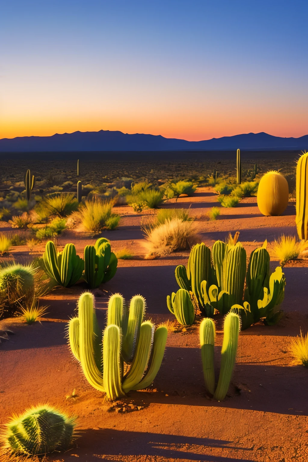 paisagem, Cactus plants in a desert area with a sky background, caatinga, paisagem do deserto, serene desert scenery at night.